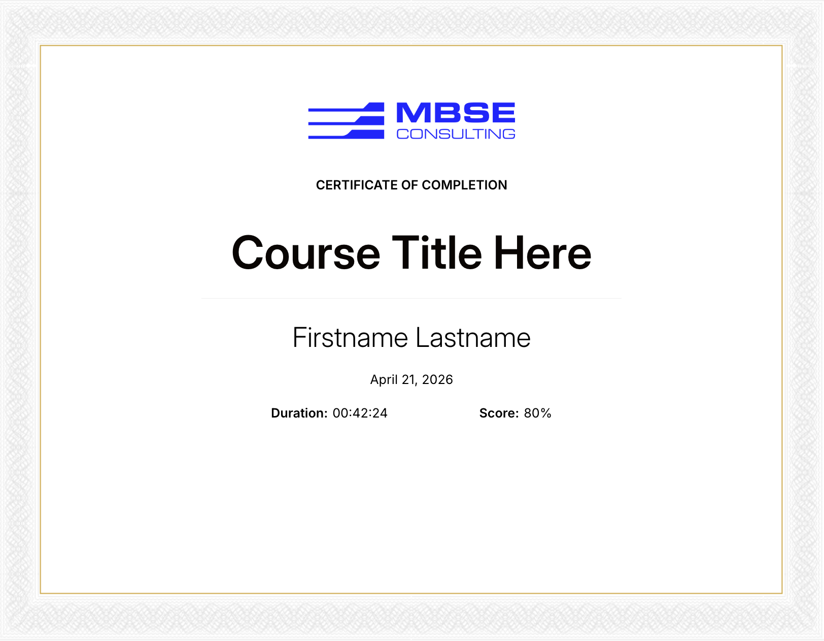 Elearning Certificate