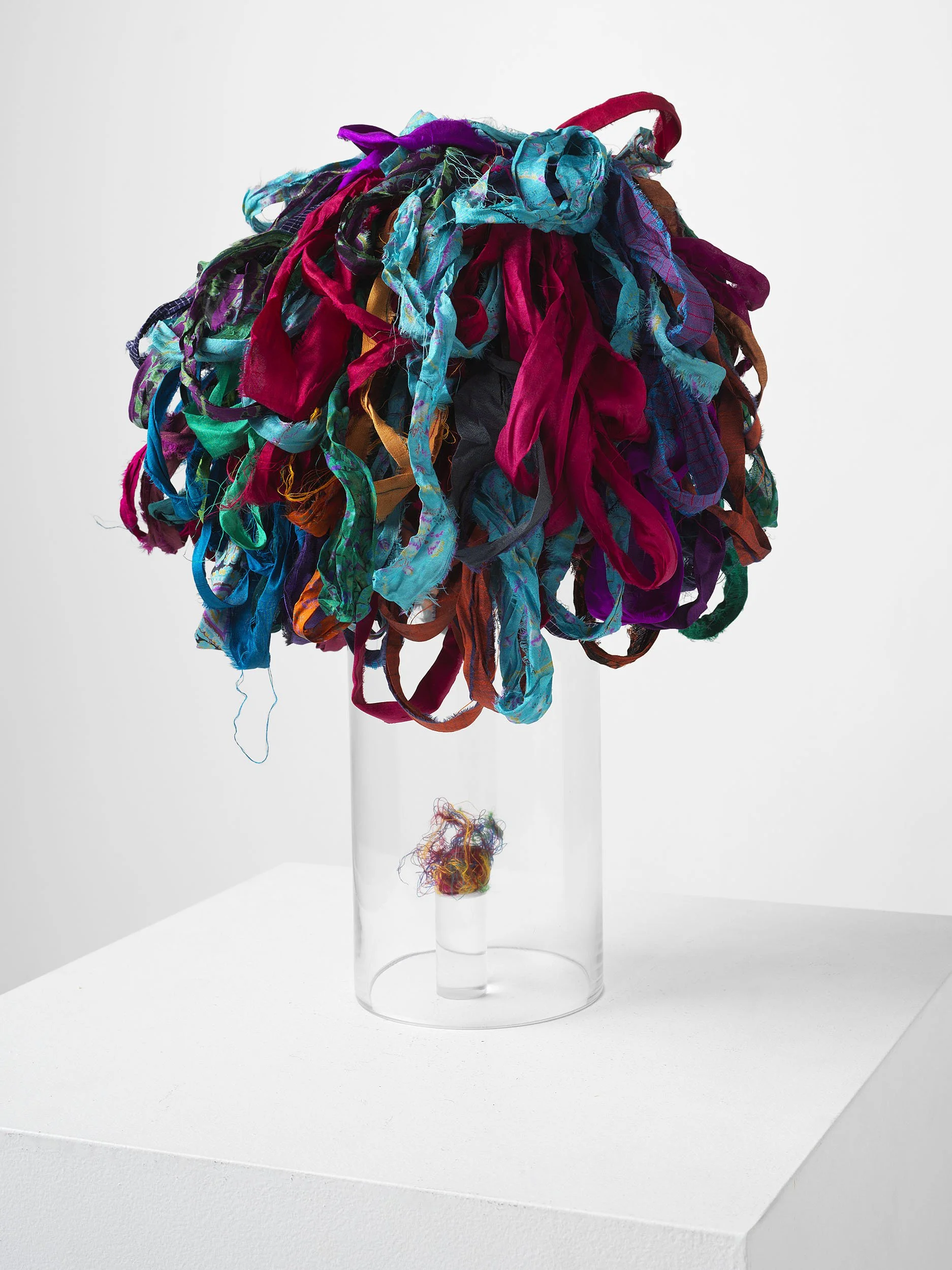 The Archetypes - Shadow.
Recycled sari silk, recycled cotton thread, pallet wrap, glass.
40 x 35 x 25cm