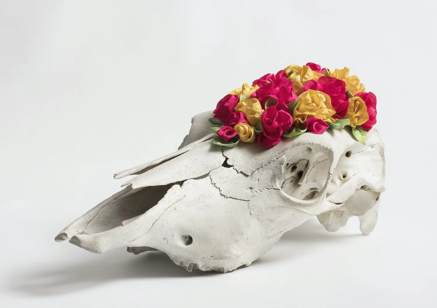 Transitions I - bone, sealer, hand dyed silk ribbon, modelling medium - 30 x 27 x 46cm