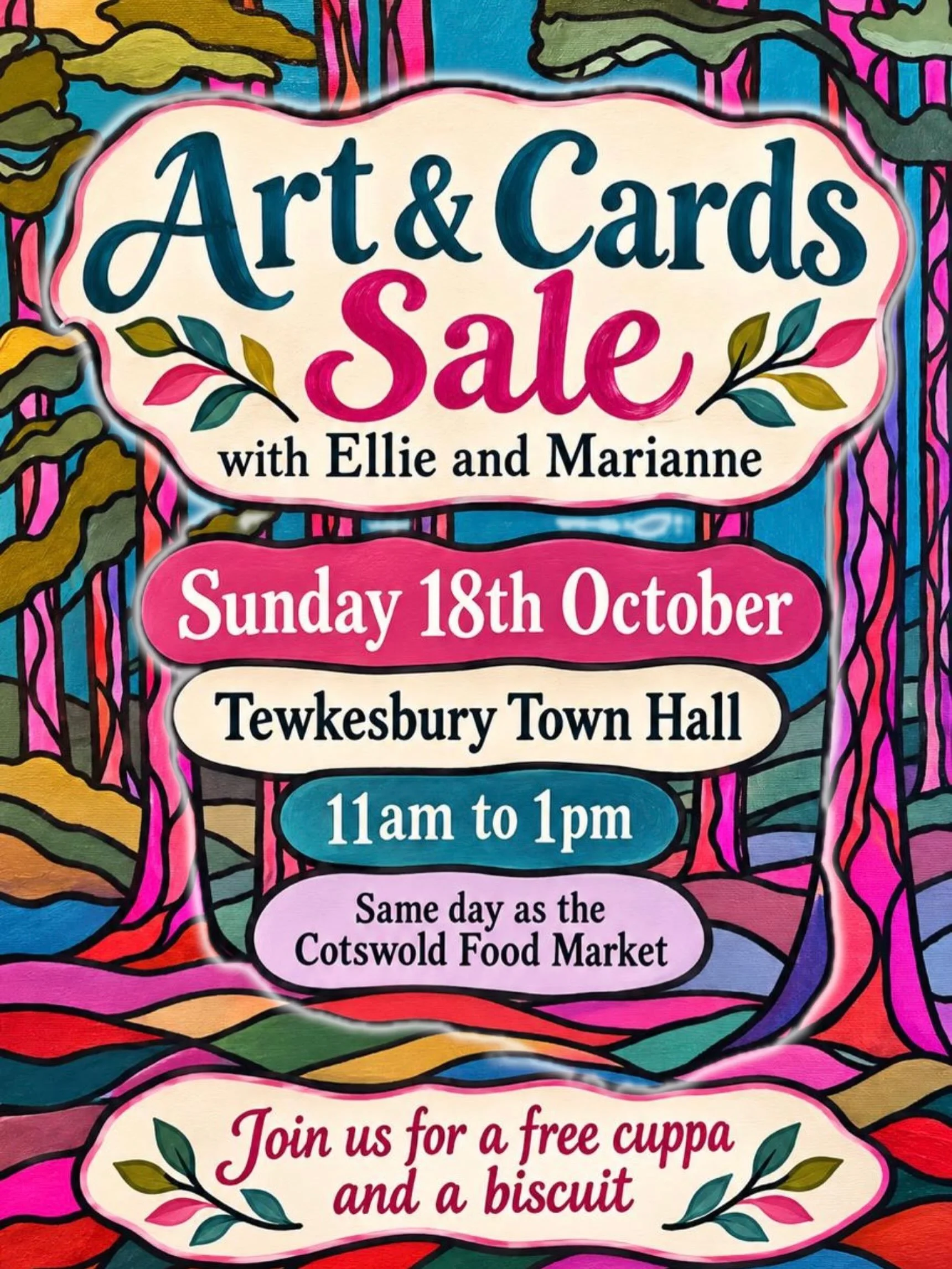 If you&rsquo;re heading to the Cotswolds fine foods market tomorrow - pop into the town hall for a cuppa and a biccie and some art - 11-1 😎 @marianne.rankin.7
