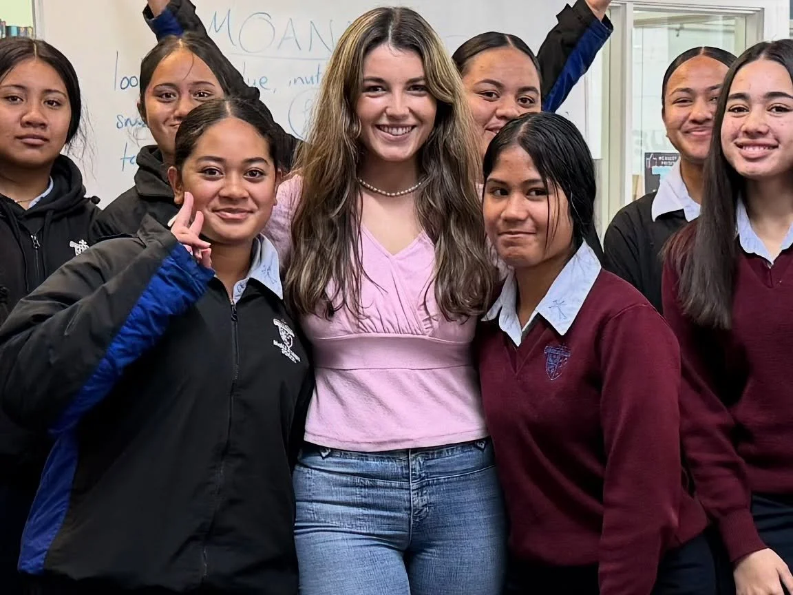 Fa&rsquo;afetai tele lava for having me @mcauleyhigh_school 🩷🩵 Your sincere curiosity about my malaga as an afakasi wahine writer led to deep insights and crack up yarns being shared during our time together. Thank you for bringing such a powerful 