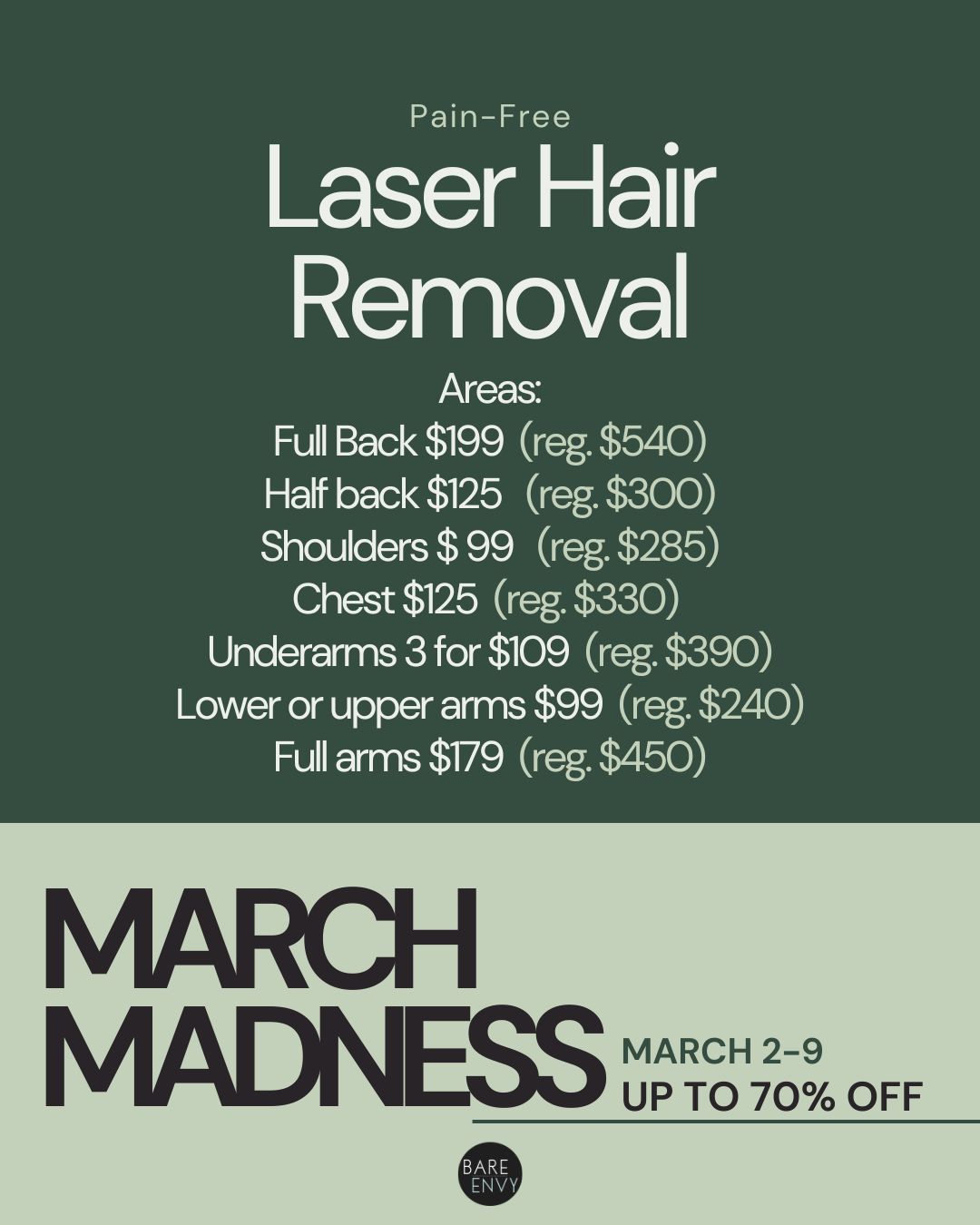 Laser Hair Removal - Back Sale