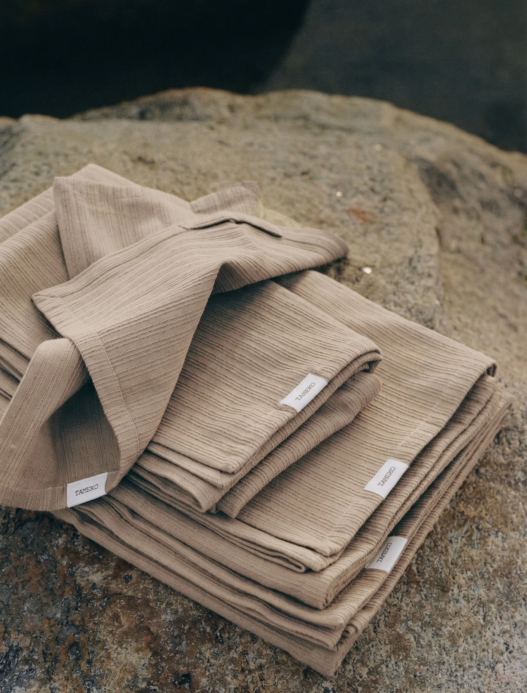 Nami Towels (Stone) by OEO Studio for Tameko