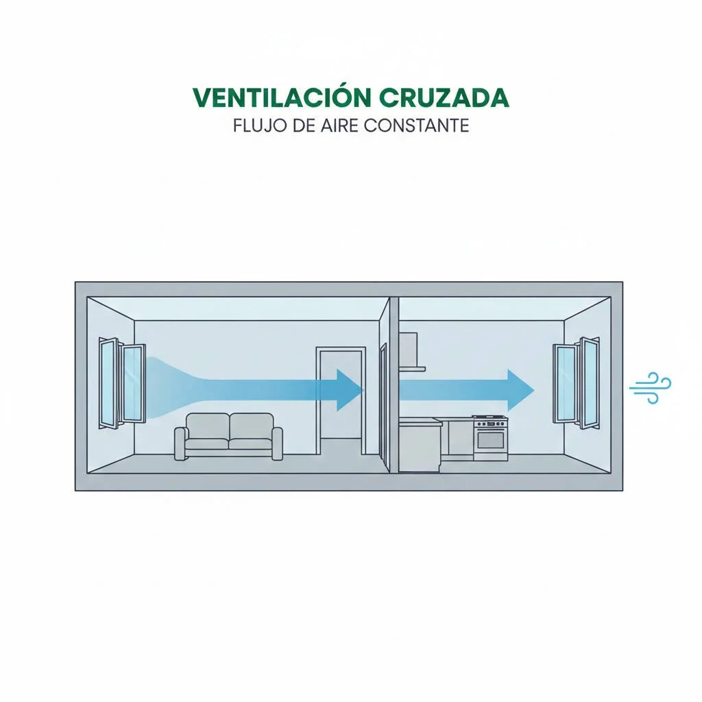 Ventilación cruzada para reducir la humedad