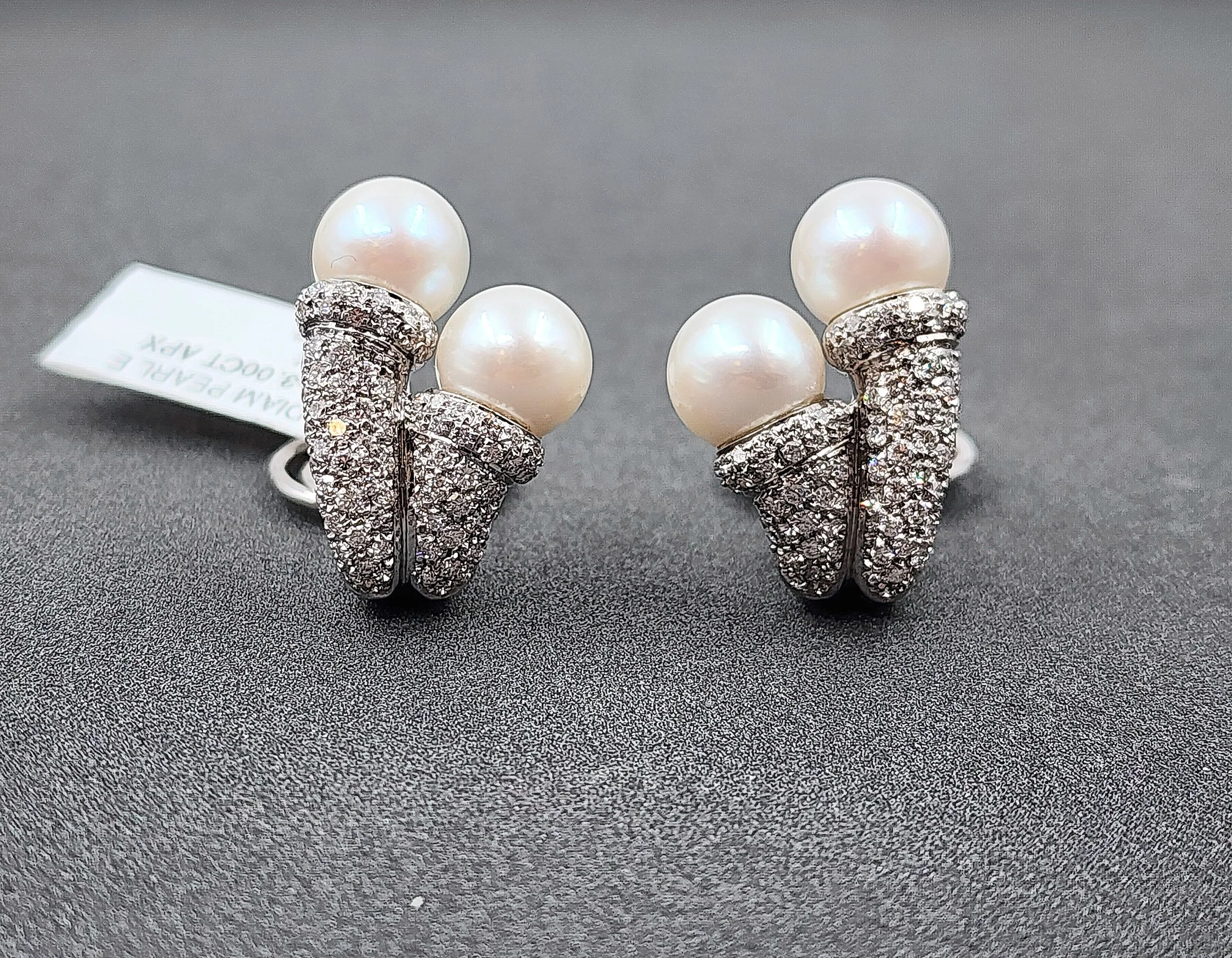 3.00 ct Diamond Pearl Earrings