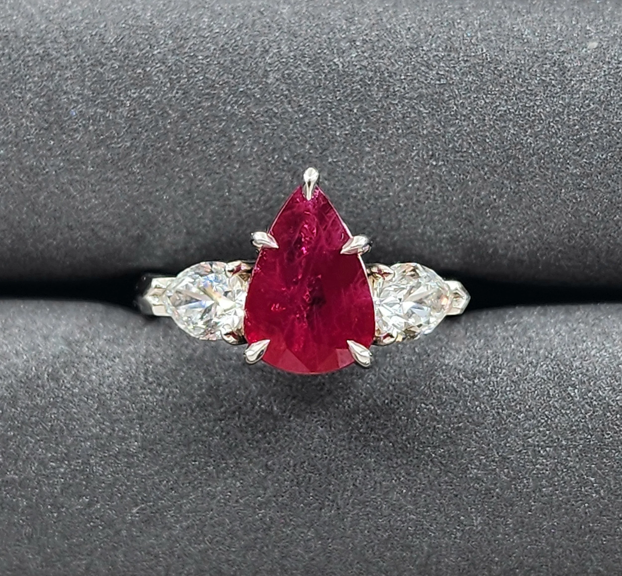 Beautiful 4.02 ct GIA Certified Natural Burma Ruby and Diamond Ring, Platinum
