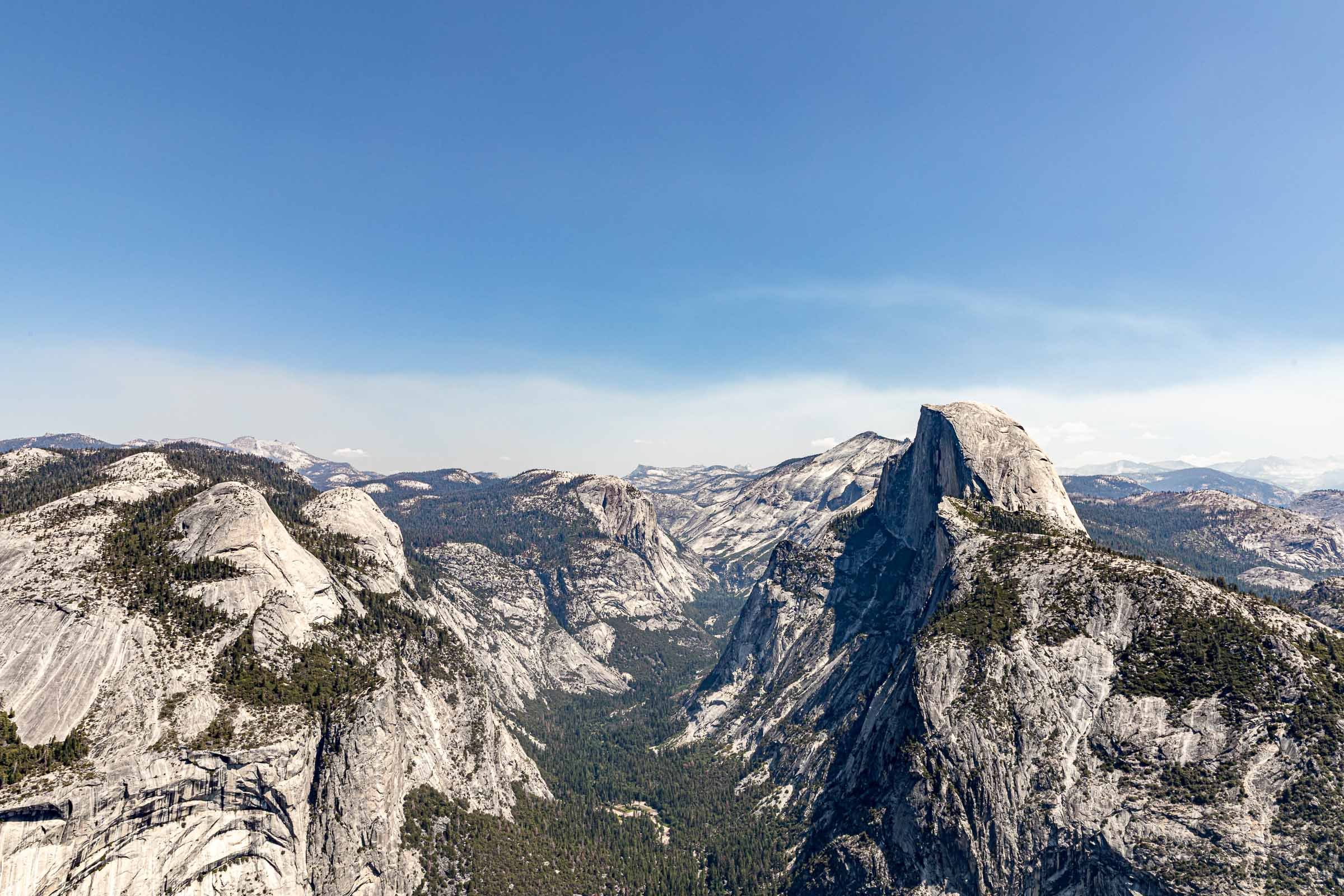 Yosemite valley panoramic view from Glacier Point with Half Dome California