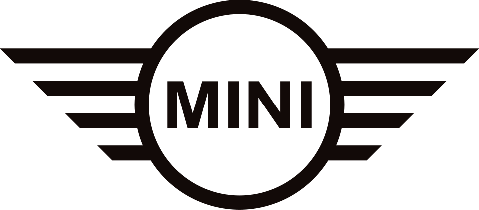 Black Mini logo with wings on either side.