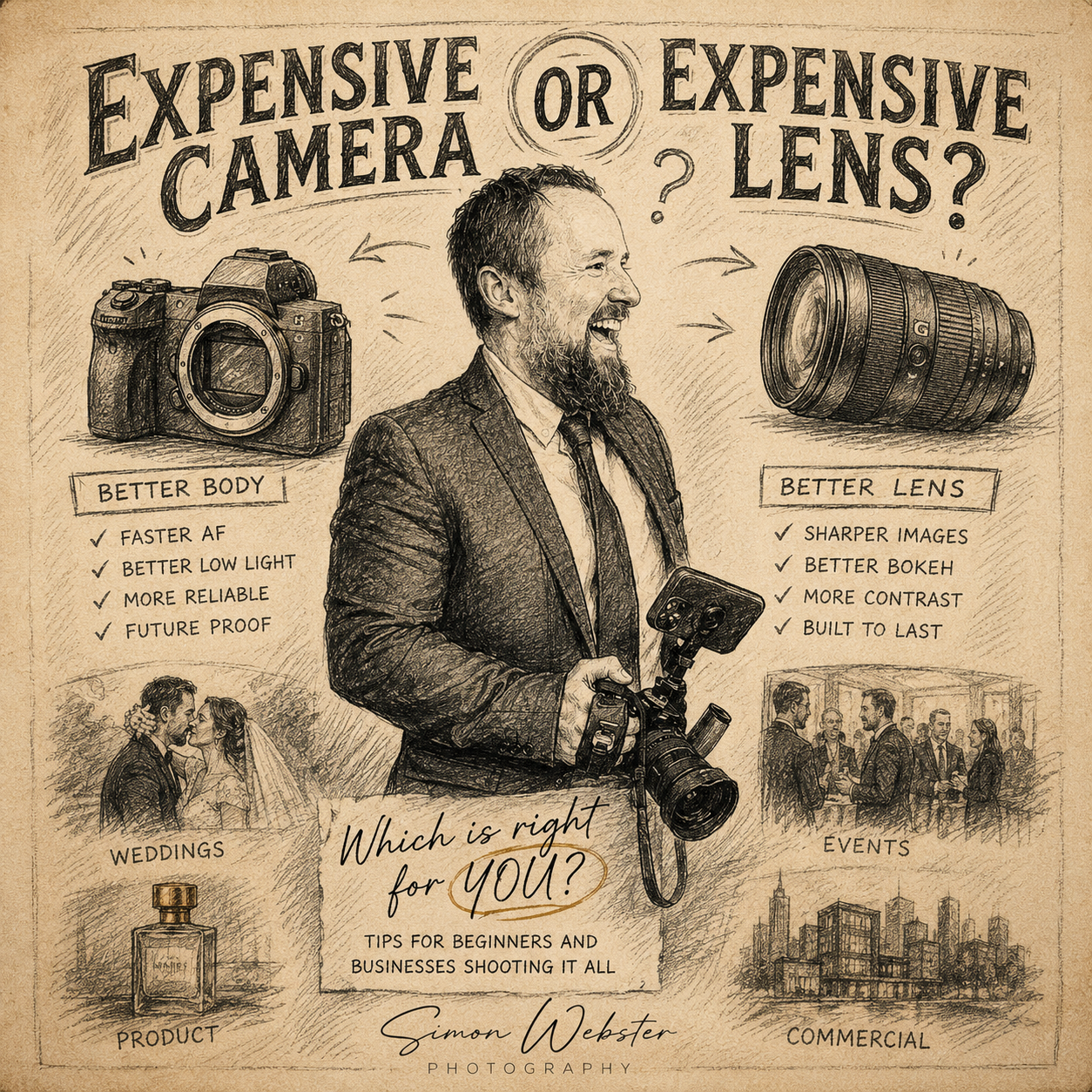 Expensive camera or expensive lens? A wedding and commercial photographer honest advice.