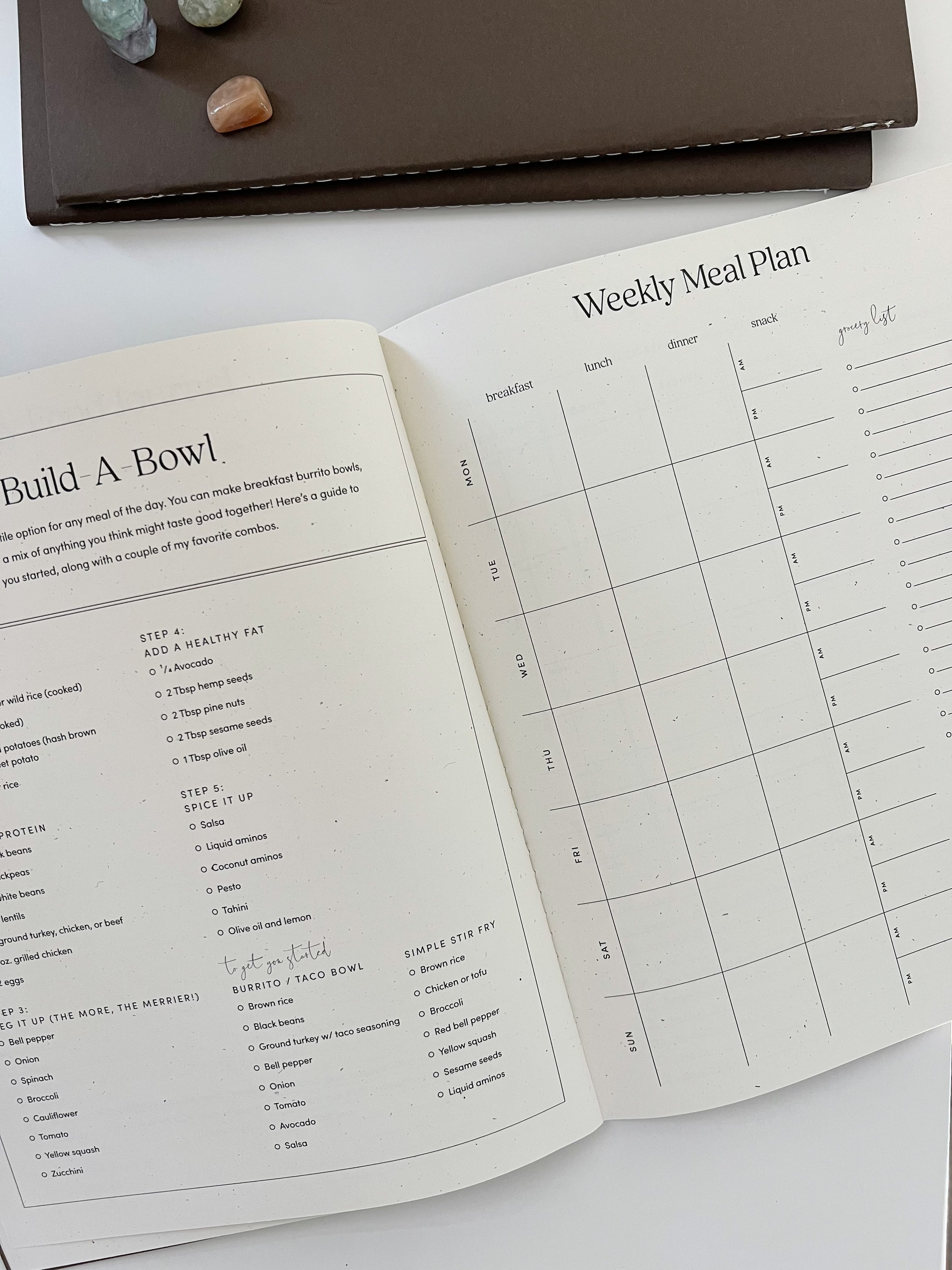 Eat Freely Journal - Holistic Food Journal + Meal Planner (Chocolate Brown) - Lia Nicole Nutrition + Wellness