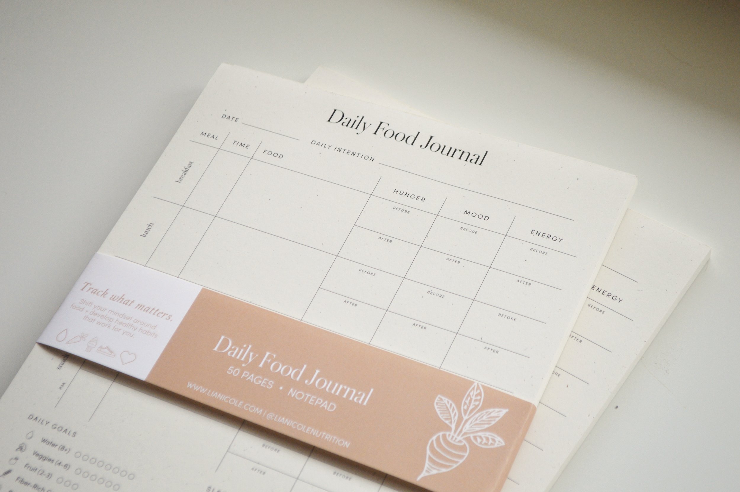 Daily Food Journal Notepad - Lia Nicole Nutrition + Wellness