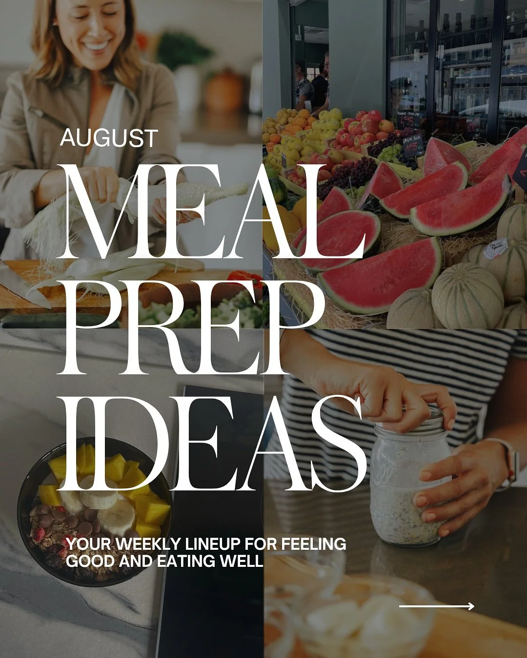 August meal prep ideas 🥑🍽️💡

This week&rsquo;s lineup is here to help you eat well, boost your energy, and take some of the &ldquo;what&rsquo;s for dinner?&rdquo; stress off your plate. Think: balanced meals, light structure, and food that actuall