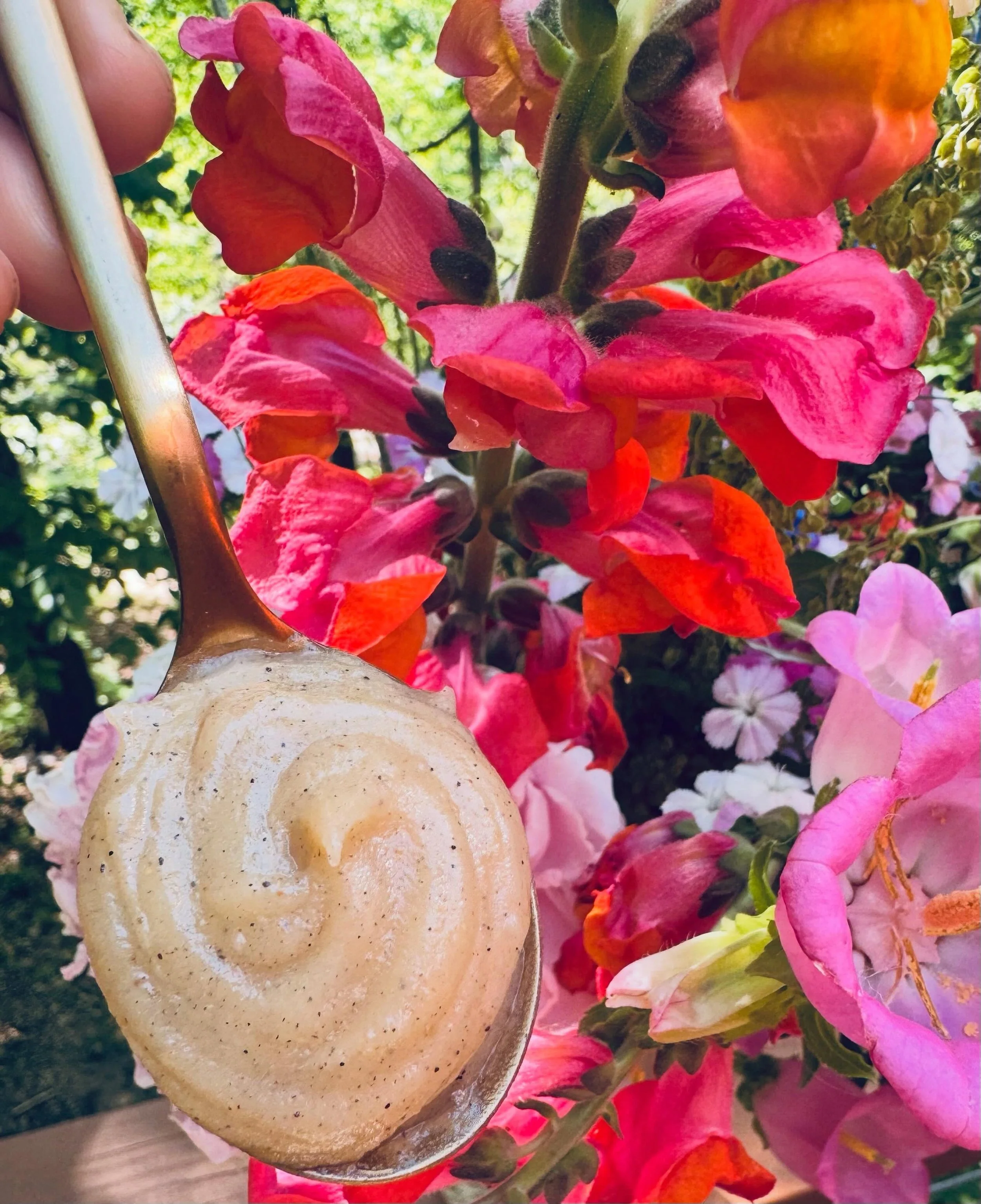 Now that I&rsquo;m back in the kitchen I&rsquo;ve been tweaking some of our recipes (can&rsquo;t help it).👩🏽&zwj;🍳 

Yesterday I decided to add a bit more raw white cacao to our Pearl Pleasure blend. 🐚 

This is my version of &ldquo;white chocola