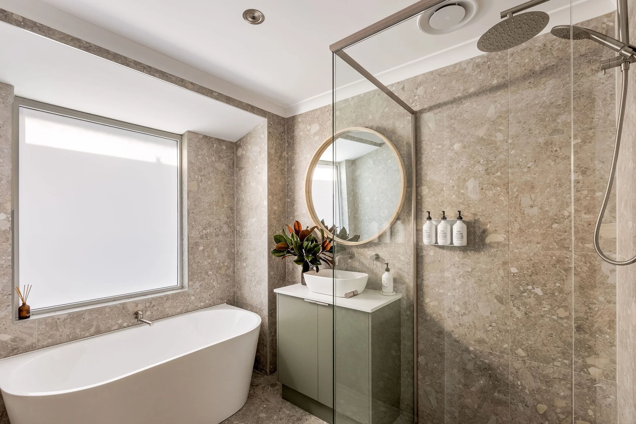 Main bathroom with freestanding bath, walk-in shower and separate toilet, Seastream Haven DunsboroughSecond Bathroom