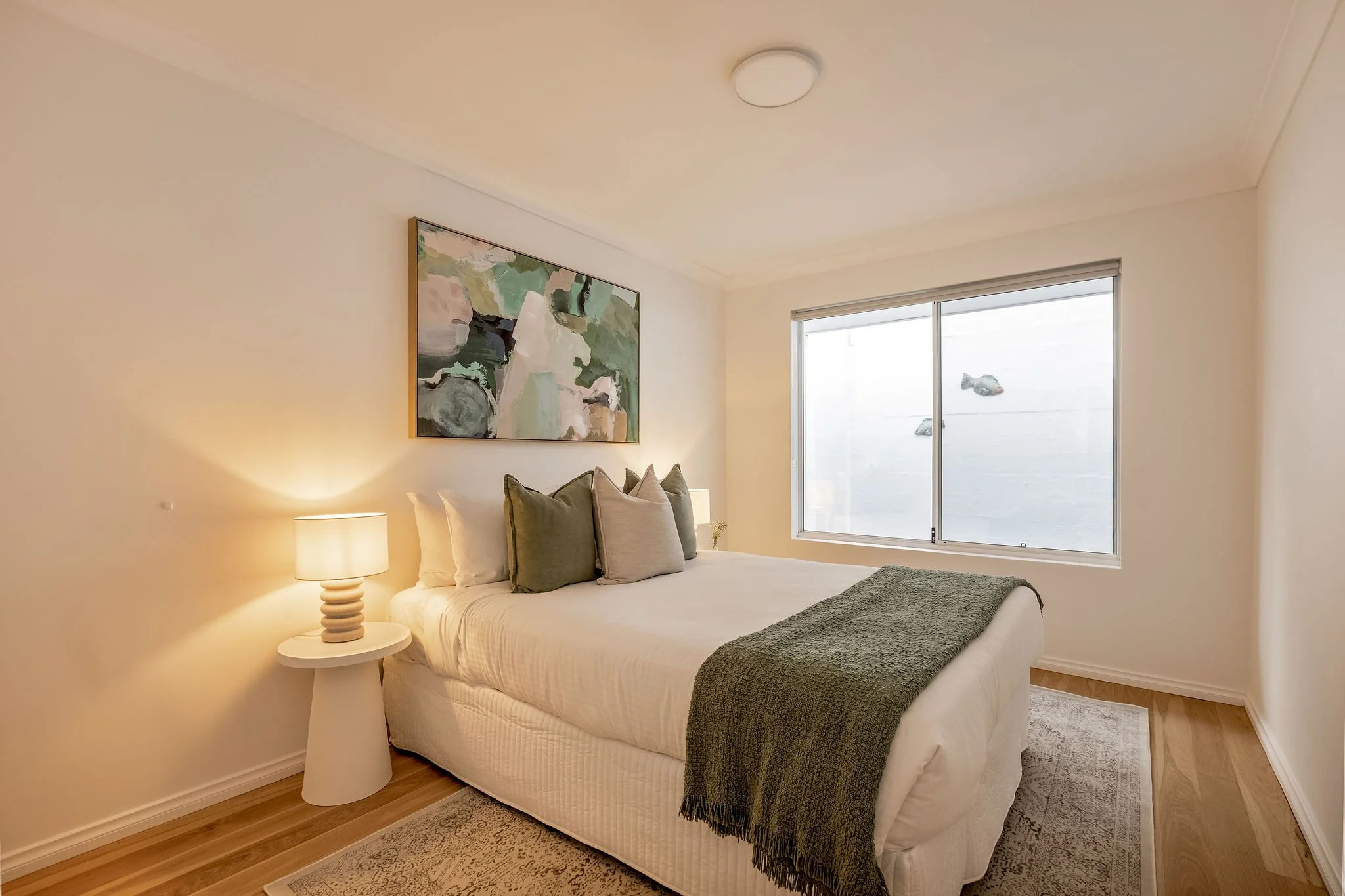 Bedroom Two with King bed and garden window, Seastream Haven DunsboroughBedroom Three: Queen bed