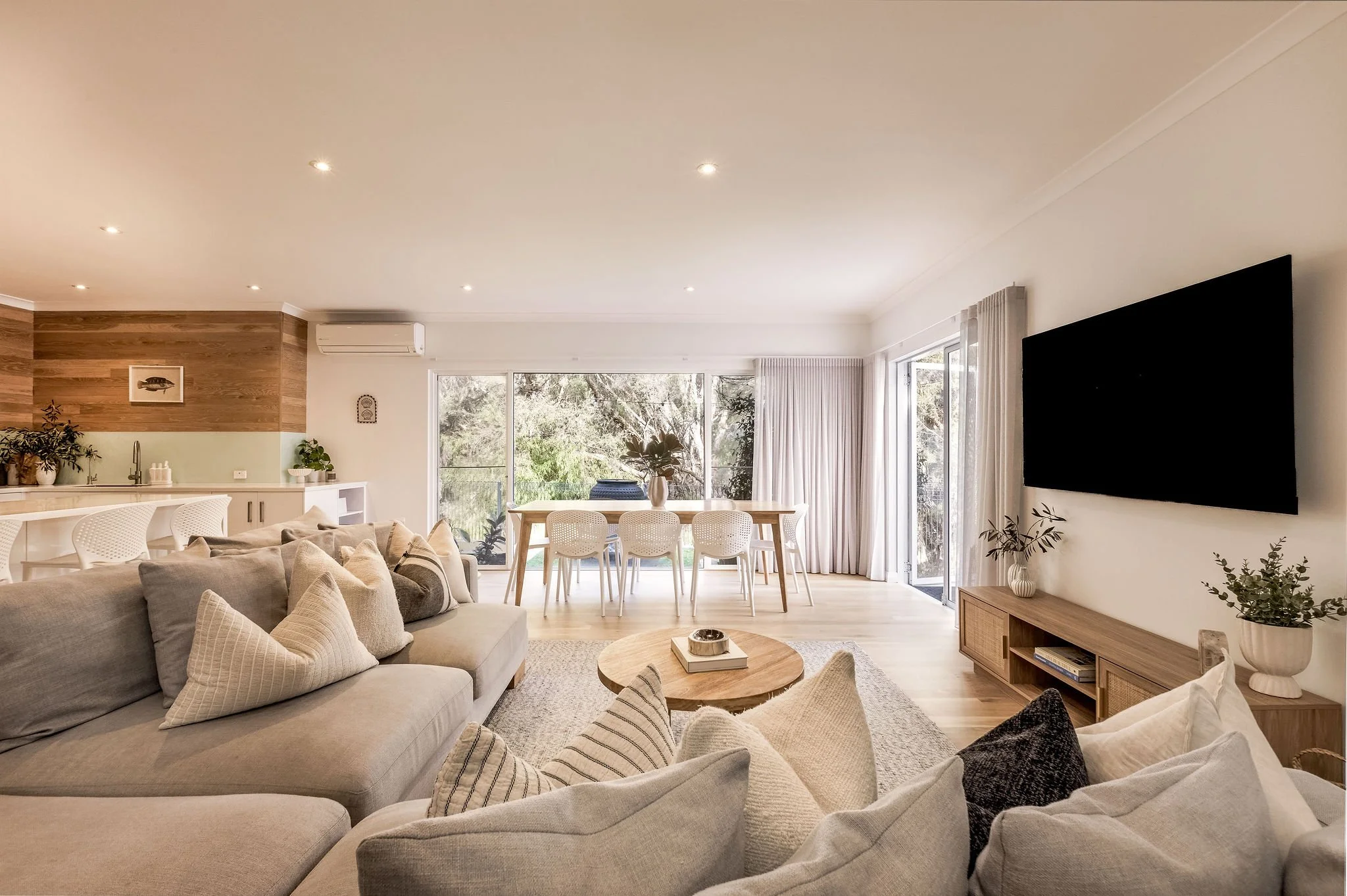 Living and dining open onto the deck and bush reserve, Seastream Haven Dunsborough