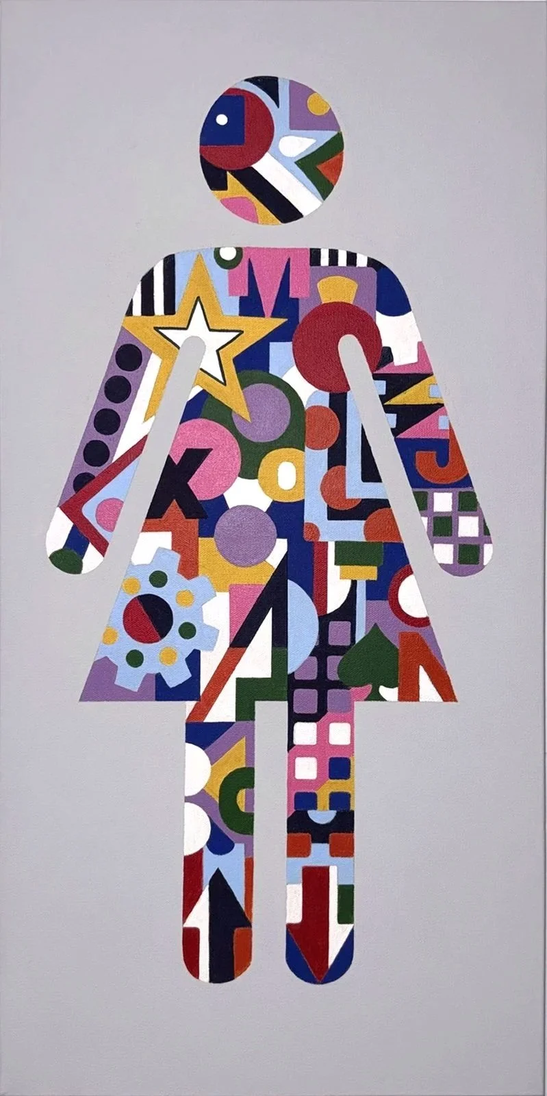 Dress Code. 15 × 30 inches, acrylic on canvas, 2026. $450. Available.