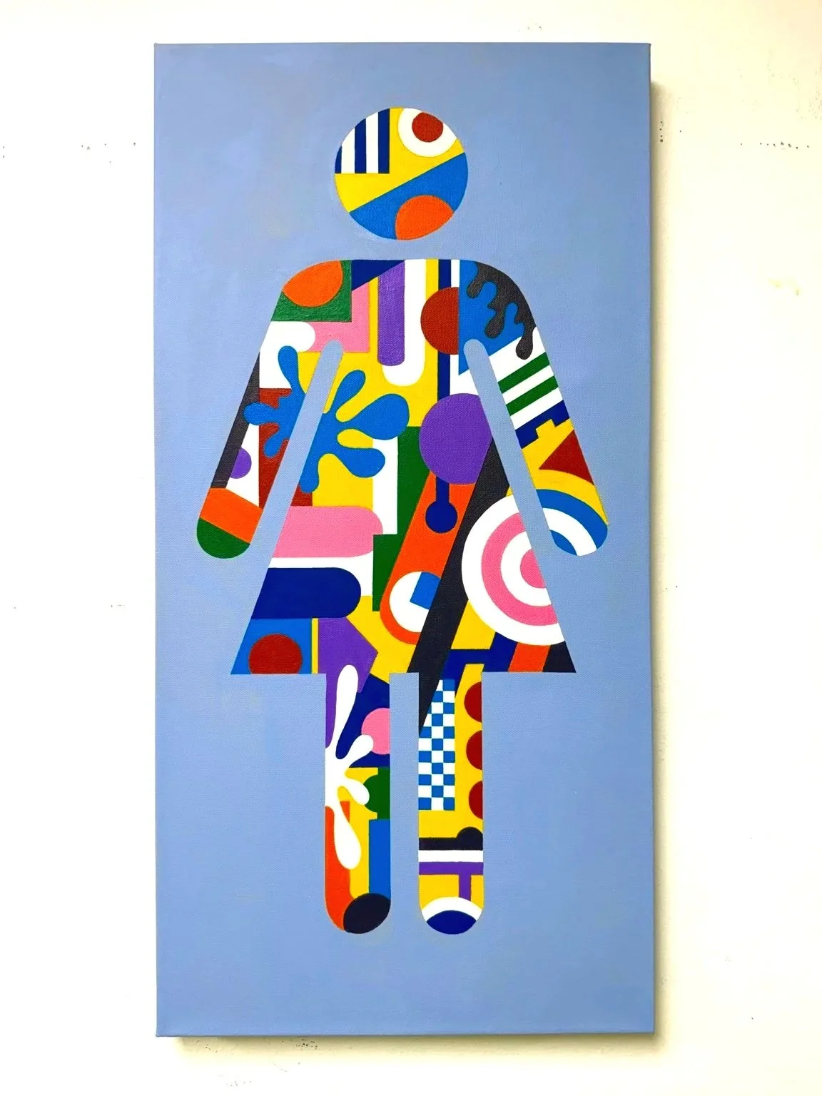 Metaxy. 15 × 30 inches, acrylic on canvas, 2025. Sold.