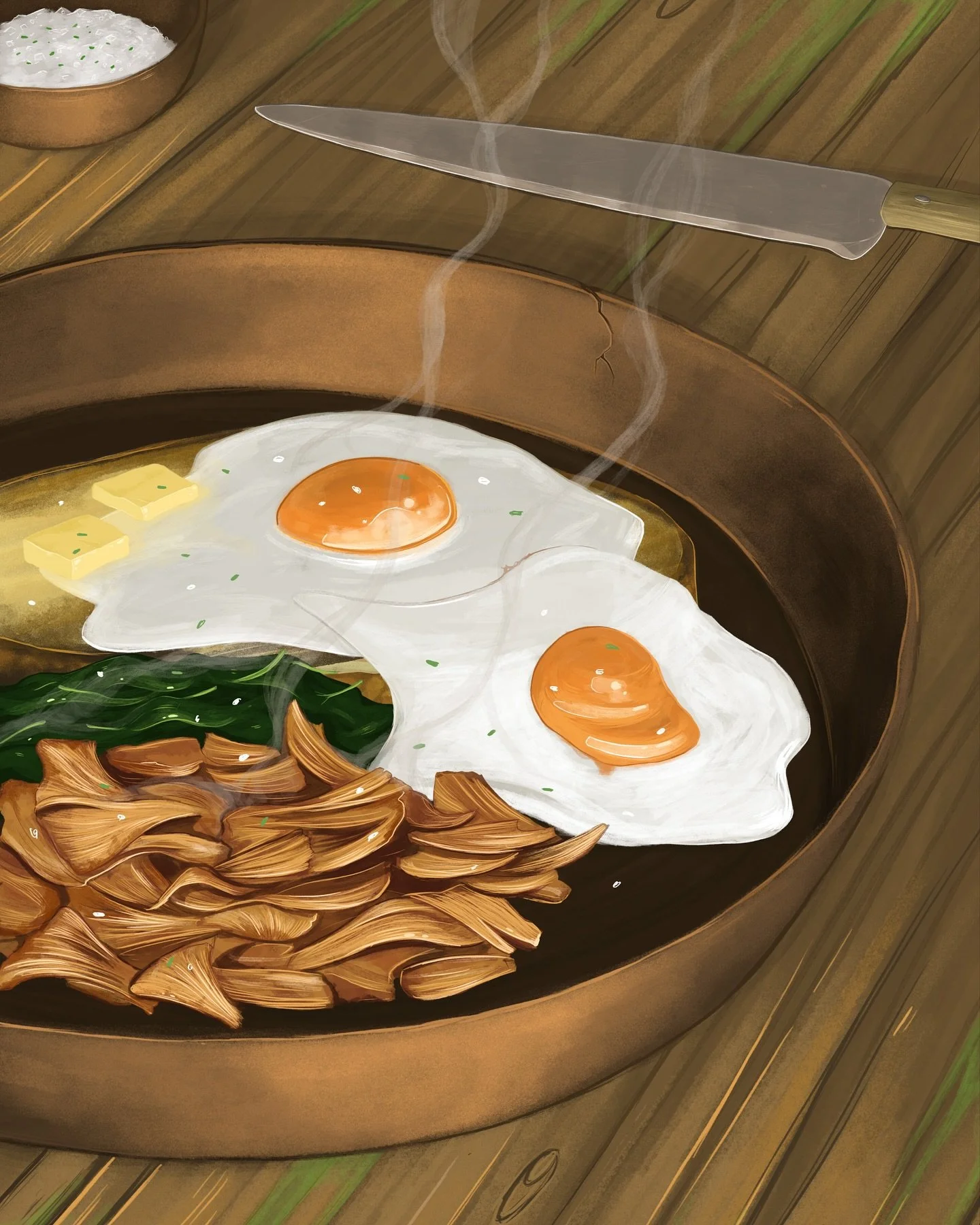 It&rsquo;s time to take a well earned rest from the perils and monsters of The Isles and focus on an equally important facet - breakfast. A forest breakfast changes seasonally, but a favoured staple consists of toasted bread, eggs, wild greens and fr