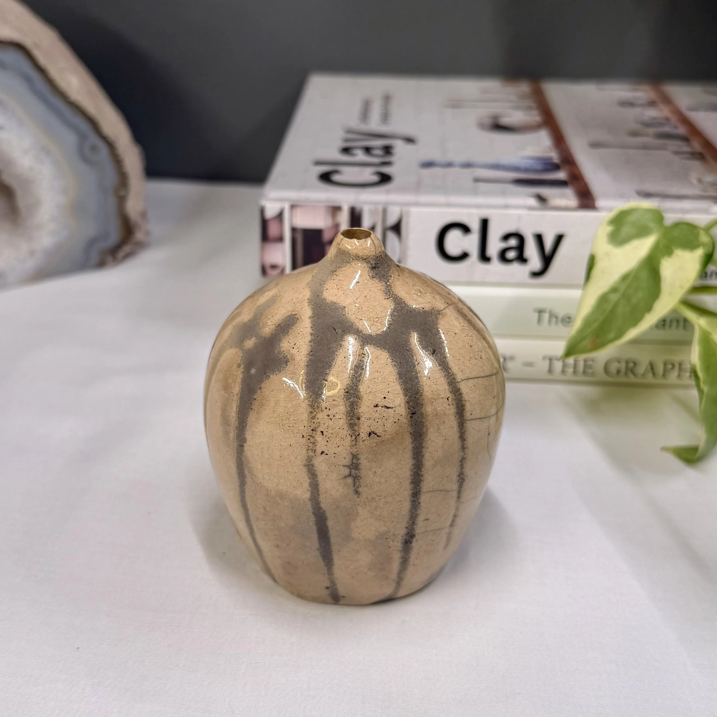 Pink Raku Narrow-Neck Vase