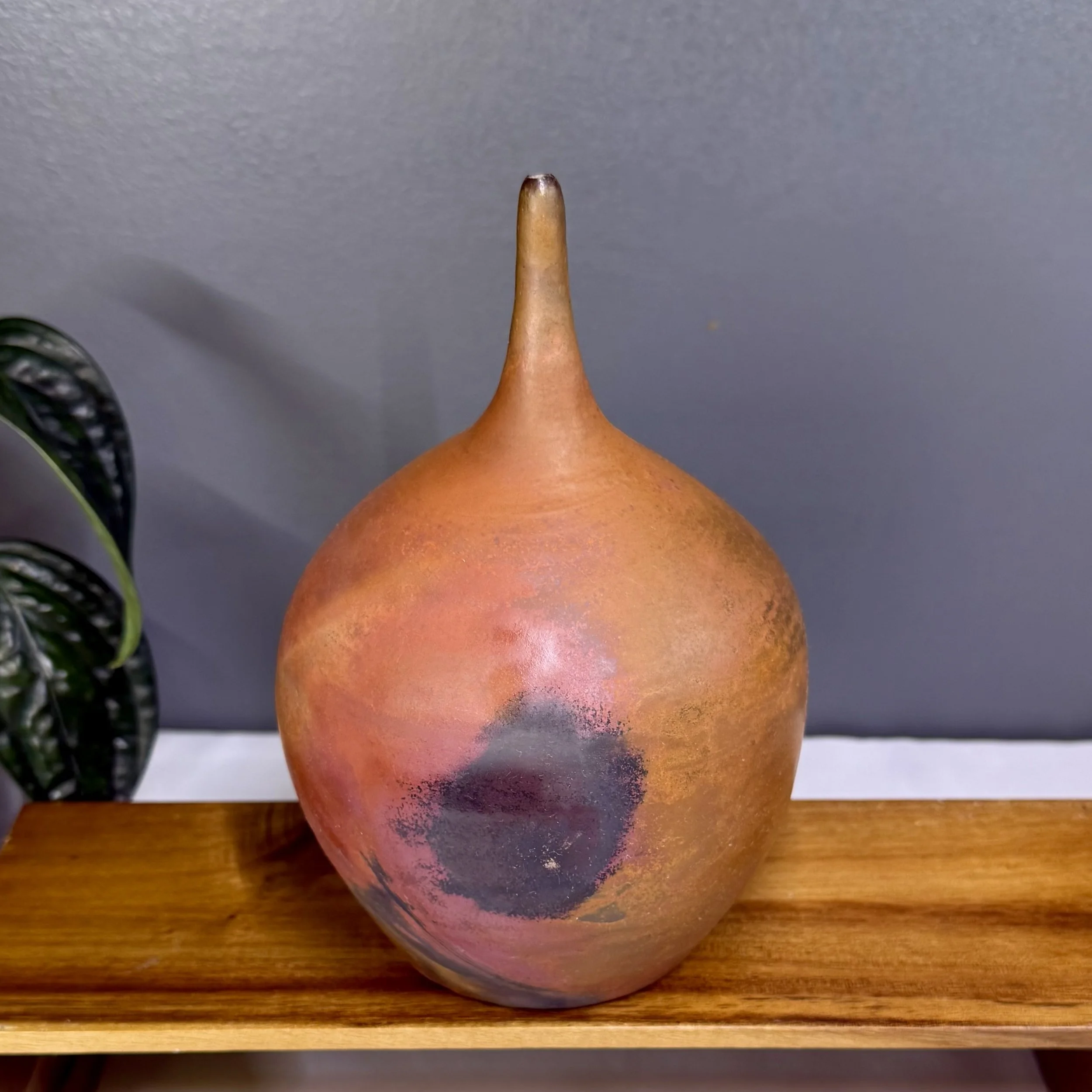 Orange Raku Droplet Vase