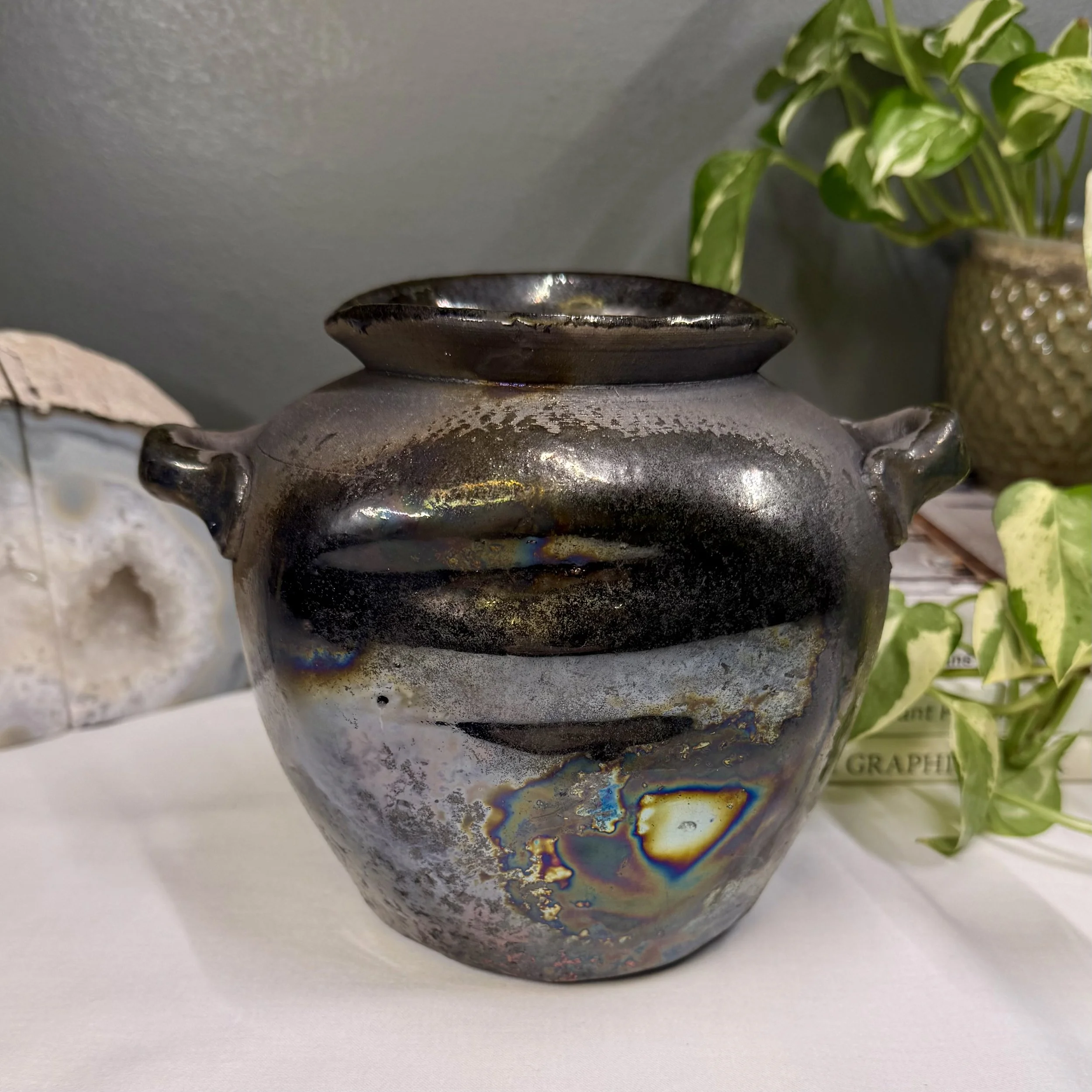 Raku Wide-Mouth Vase