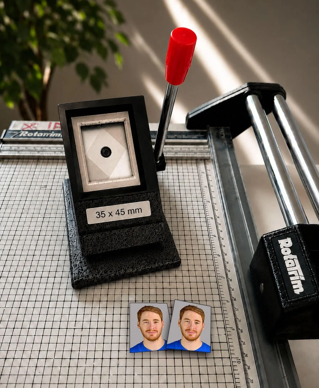 35 x 45 mm German passport photo cutter at Karen Vaisman Photography Los Angeles