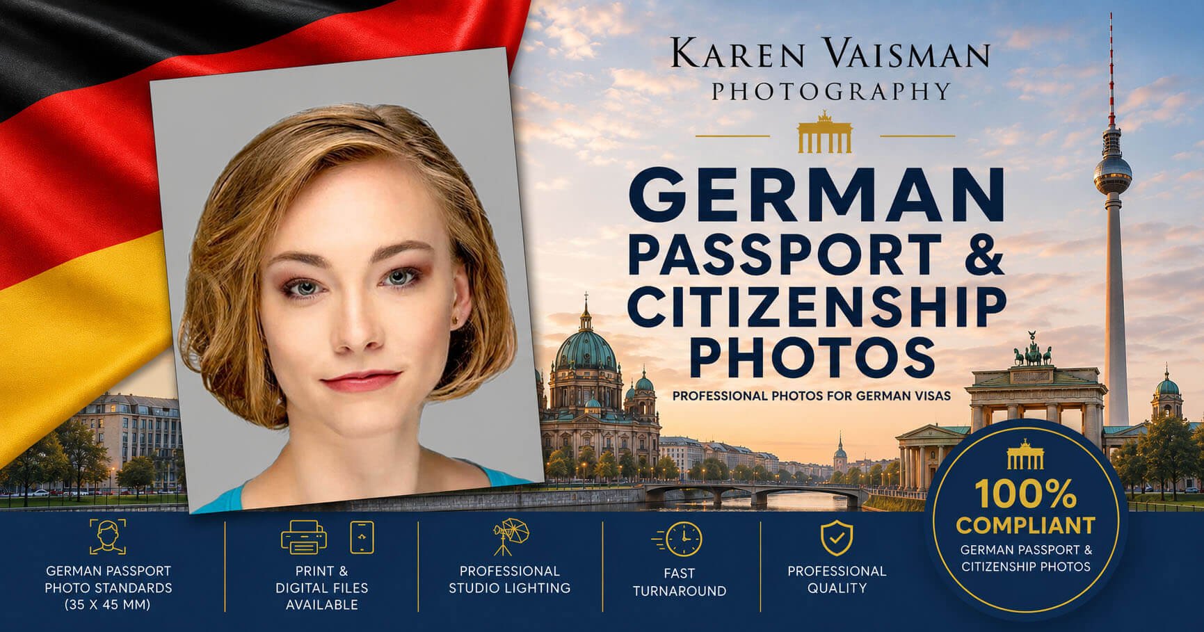 German passport photos and visa photos Los Angeles — Karen Vaisman Photography Agoura Hills