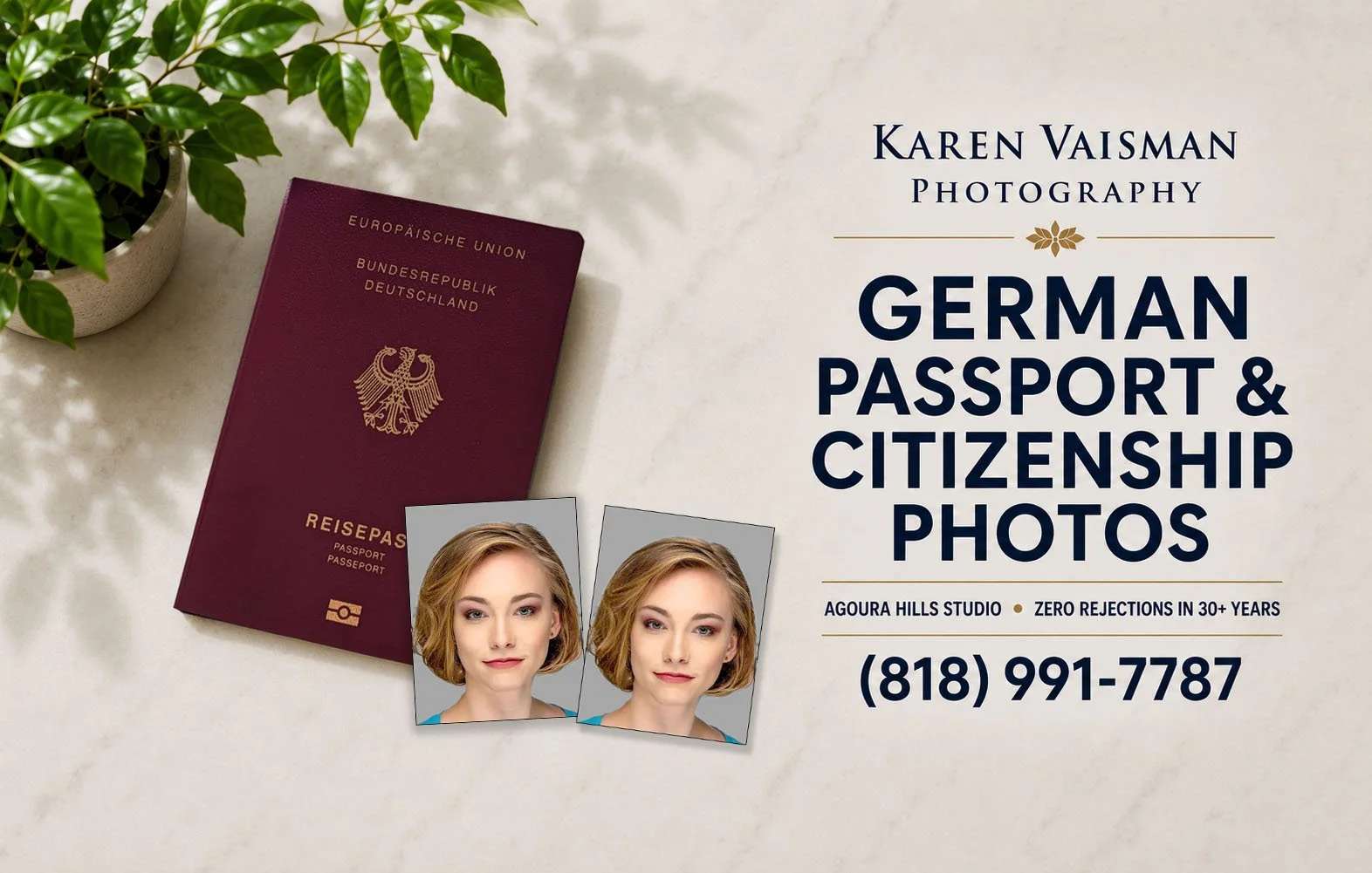 German Passport Photo, German Visa Photo Karen Vaisman PHotography Los Angeles