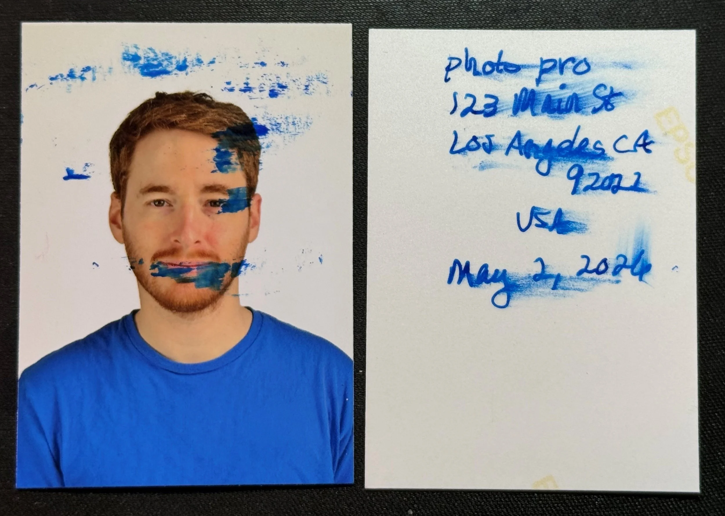 Smeared ink photo Canadian Passport