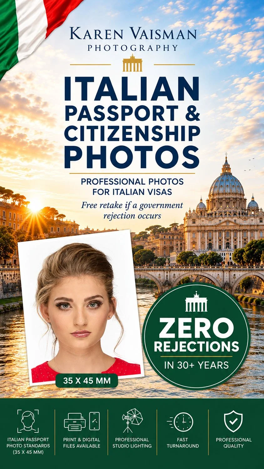 Italian Passport Photo Los Angeles Karen Vaisman Photography