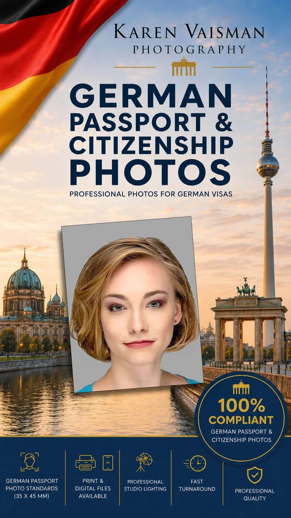 German passport and visa photos Los Angeles — Karen Vaisman Photography