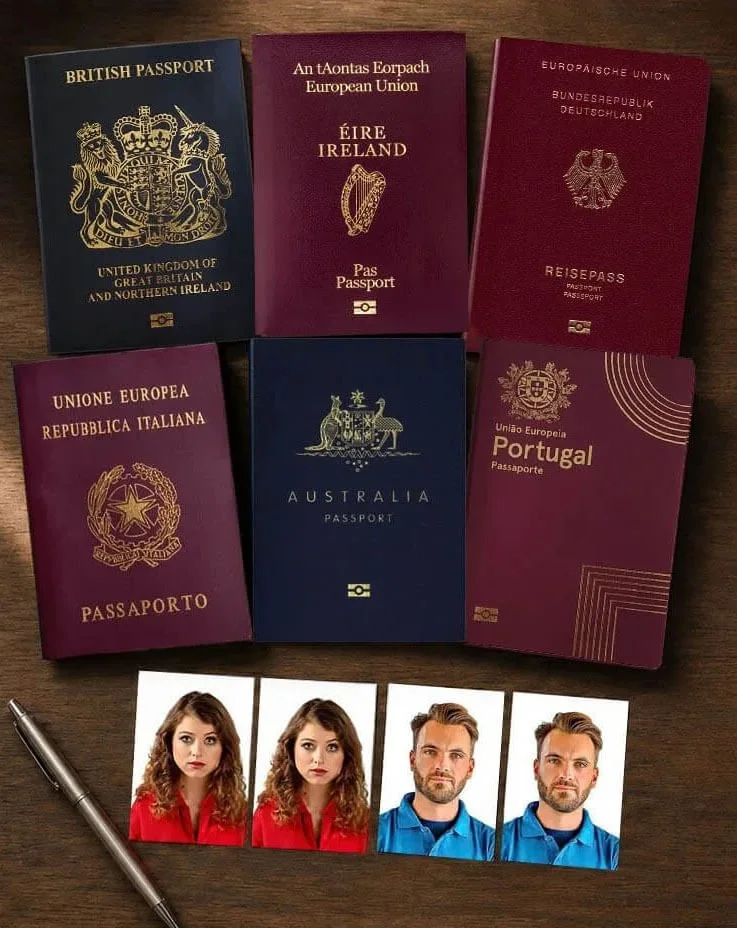 Foreign passport photos Los Angeles — British, Irish, French, German, Italian, Australian, Israeli, Chinese, Indian, Armenian and all countries