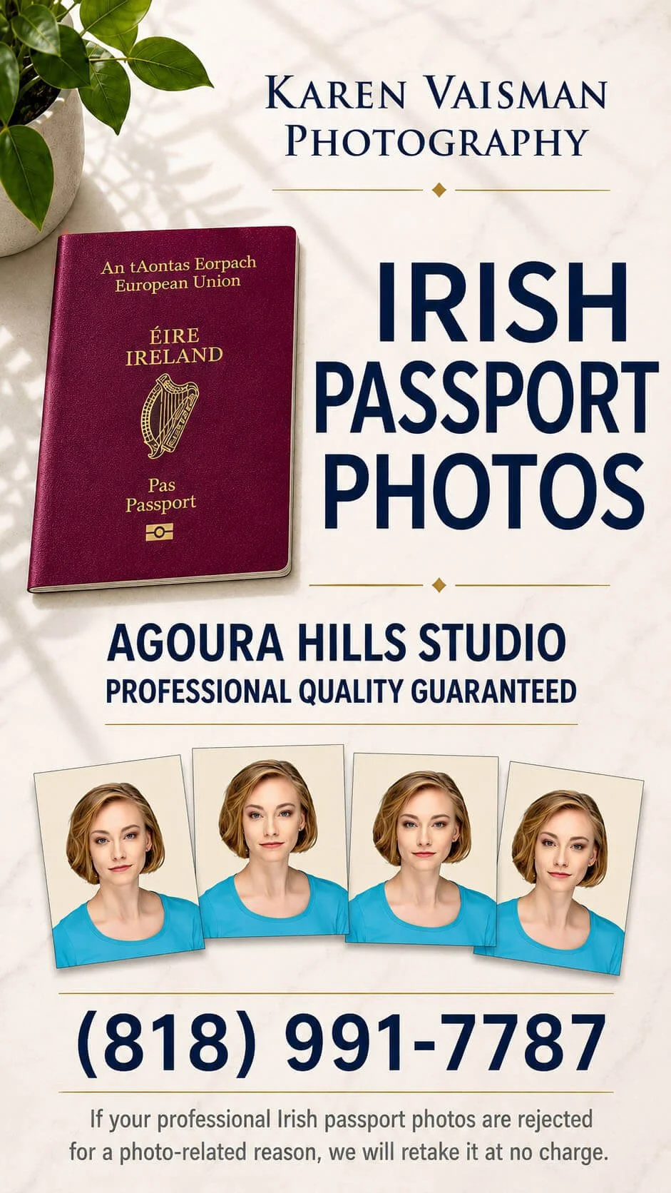 Irish Passport Photos  Irish Visa Photos  Irish Citizenship PHotos Karen Vaisman PHotography