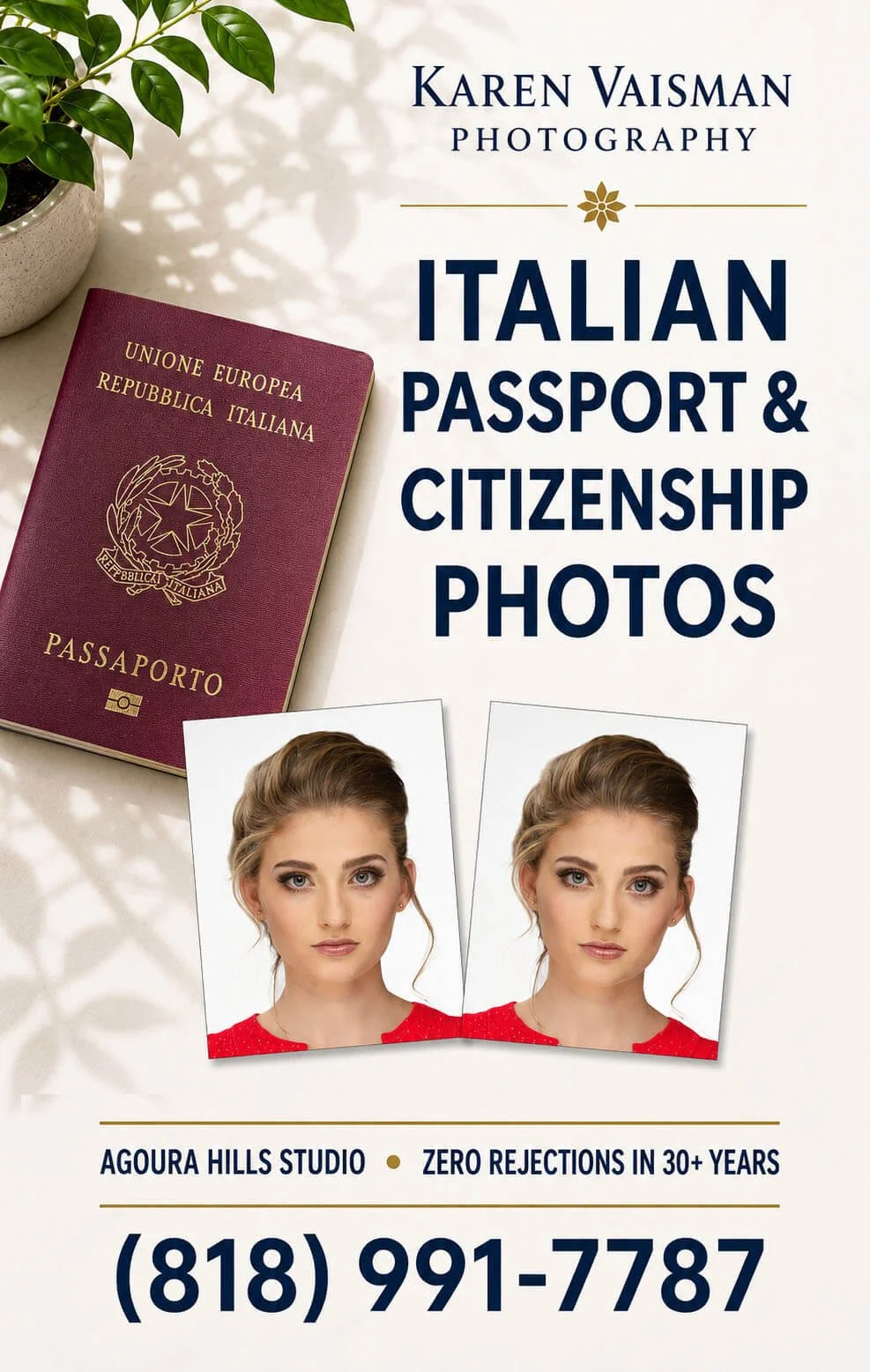 Italian Passport Photo  Italian Citizenship Photos  Italian Visa Photos Karen Vaisman Photography