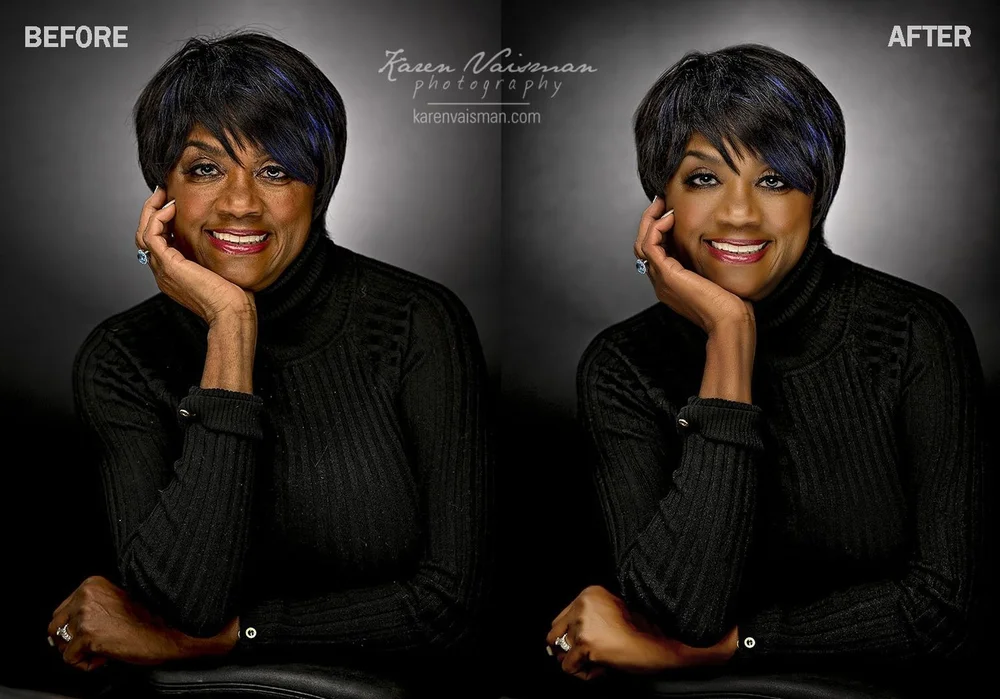 Before and after retouching sample