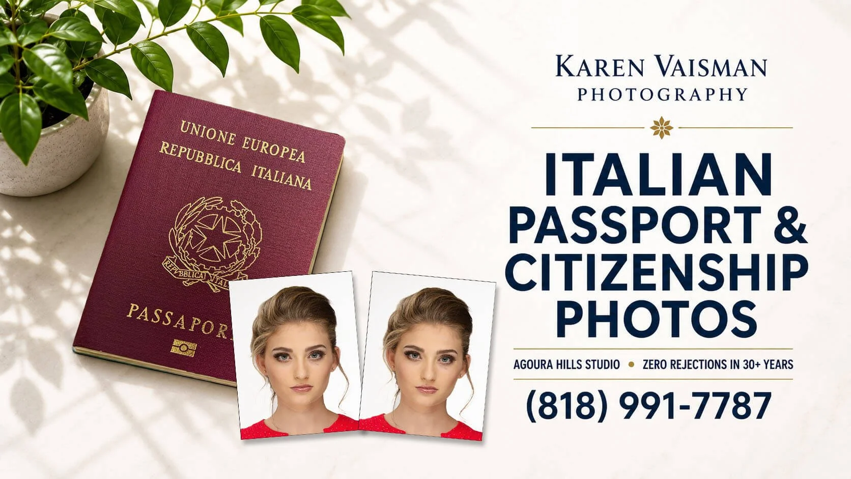 Italian Passport Photo  Italian Citizenship Photos  Italian Visa Photos Karen Vaisman Photography