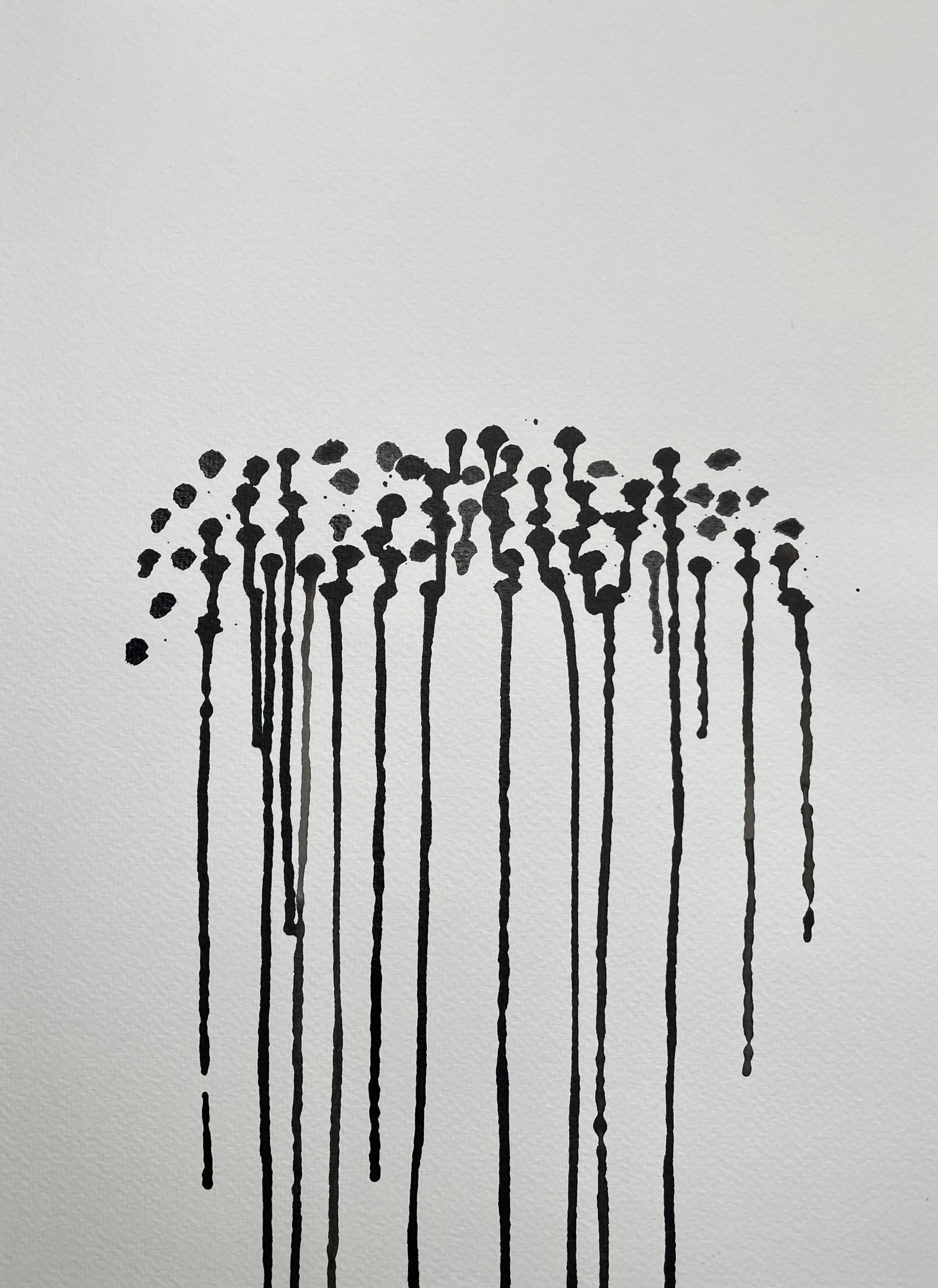 Ink painting enoki mushrooms by Vivienne Schadinksy