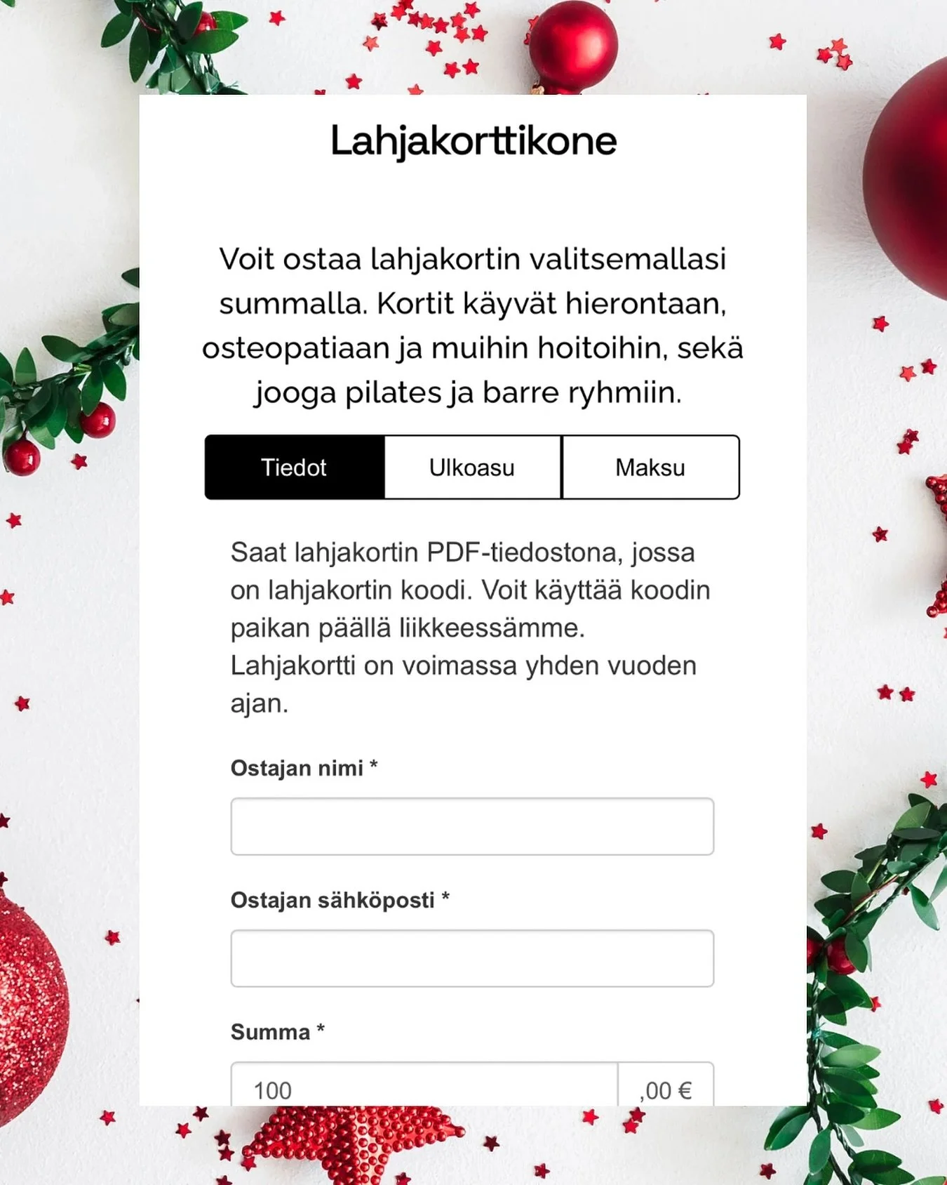 Oletko huomannut, ett&auml; nettisivuiltamme l&ouml;ytyy &rdquo;lahjakorttikone&rdquo; ?🎄😍🌟 www.hellome.fi 

Hanki l&auml;heisillesi lahja, joka tuo hyv&auml;&auml; oloa. Arvoa voi k&auml;ytt&auml;&auml; mihin tahansa hoitoon tai kurssiin. 

Jos h