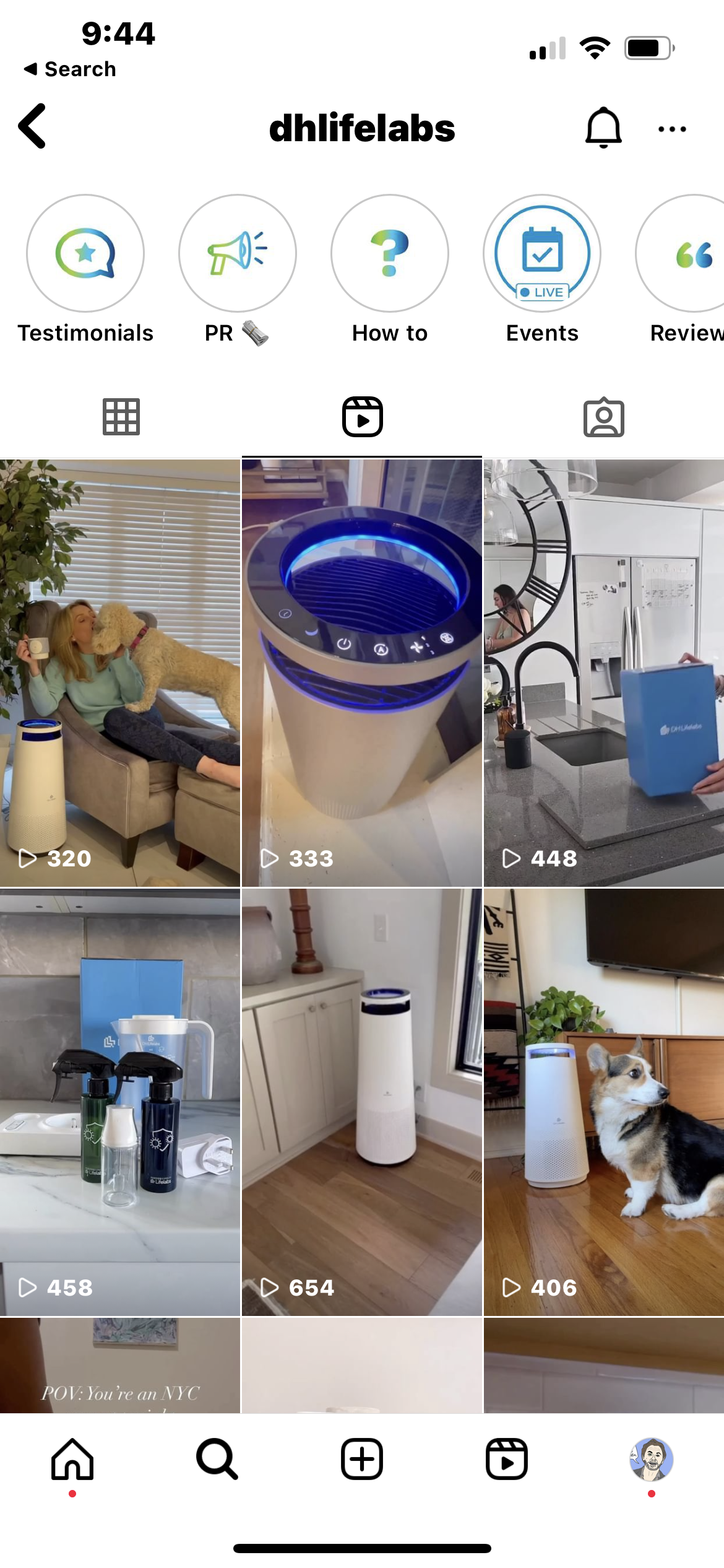 Screenshots of various air purifiers and related appliances in different home settings.
