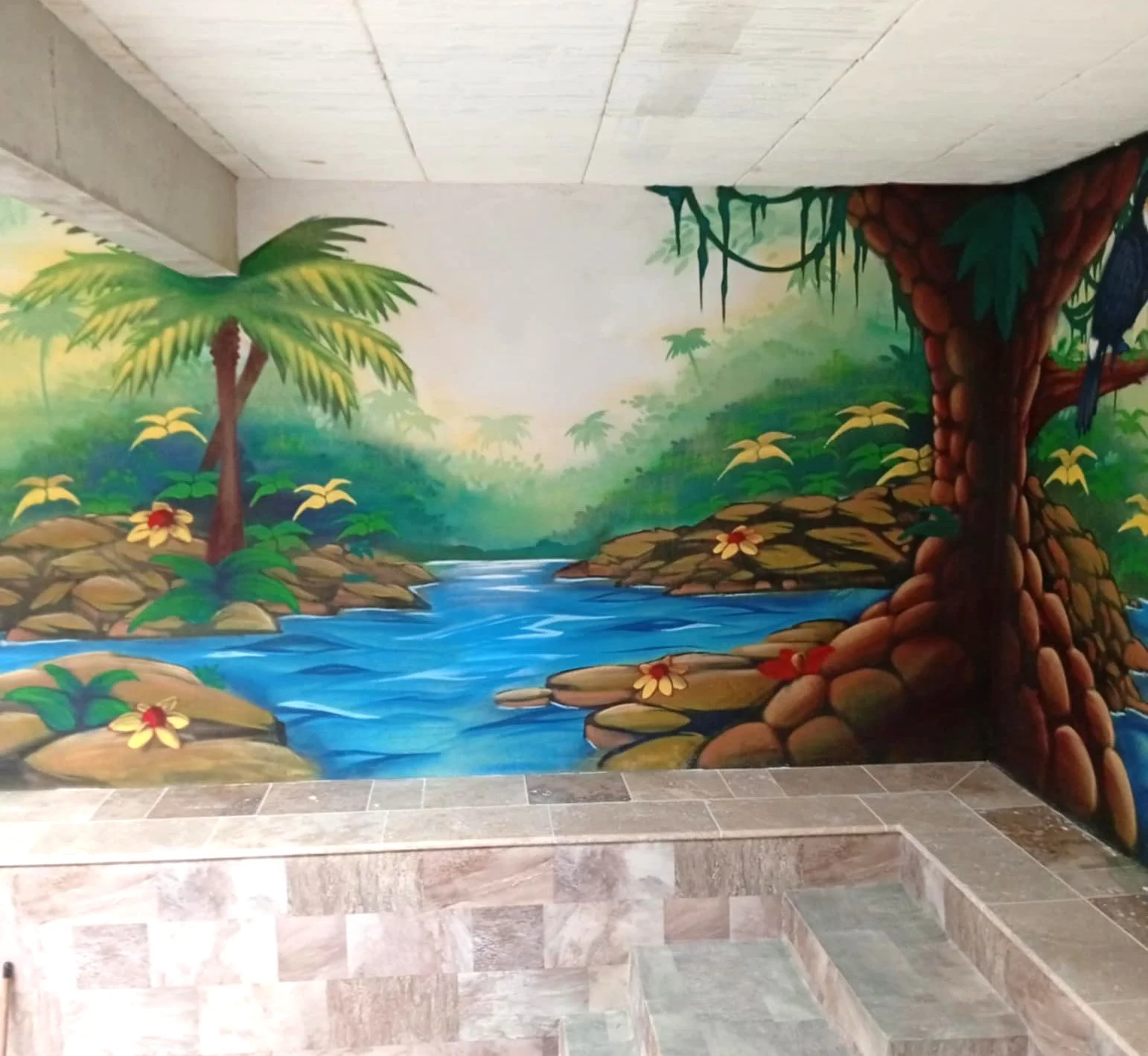 Décoration d'une piscine privée.