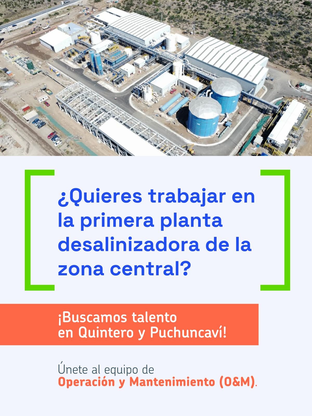 Aguas Pacífico abre convocatoria de talento local para la operación de su planta desalinizadora
