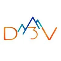 Logo with the letters D and V, and a stylized mountain and blue gradient line in between