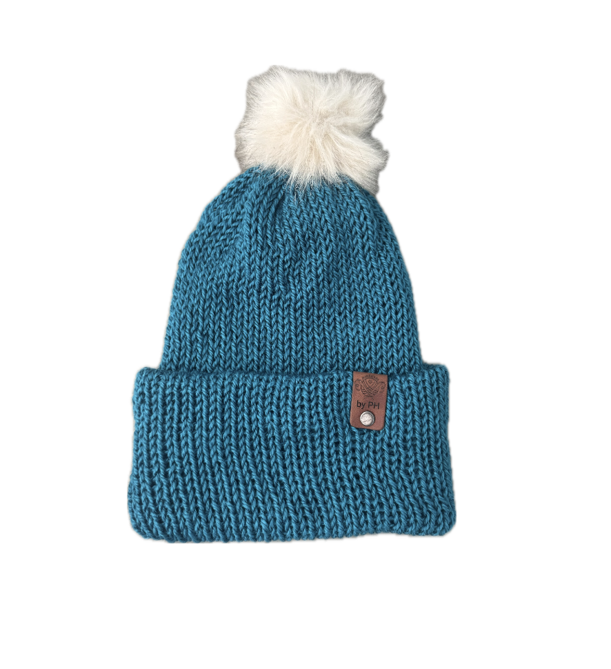 Teal Blue Cream Pom