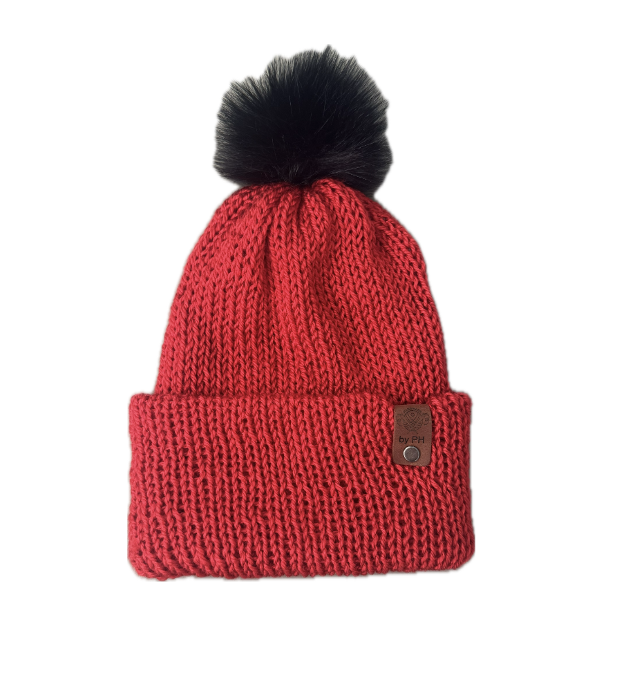 Christmas Red Hat with Black Pom