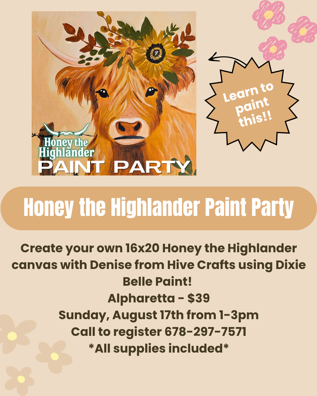 Honey the Highlander Paint Party