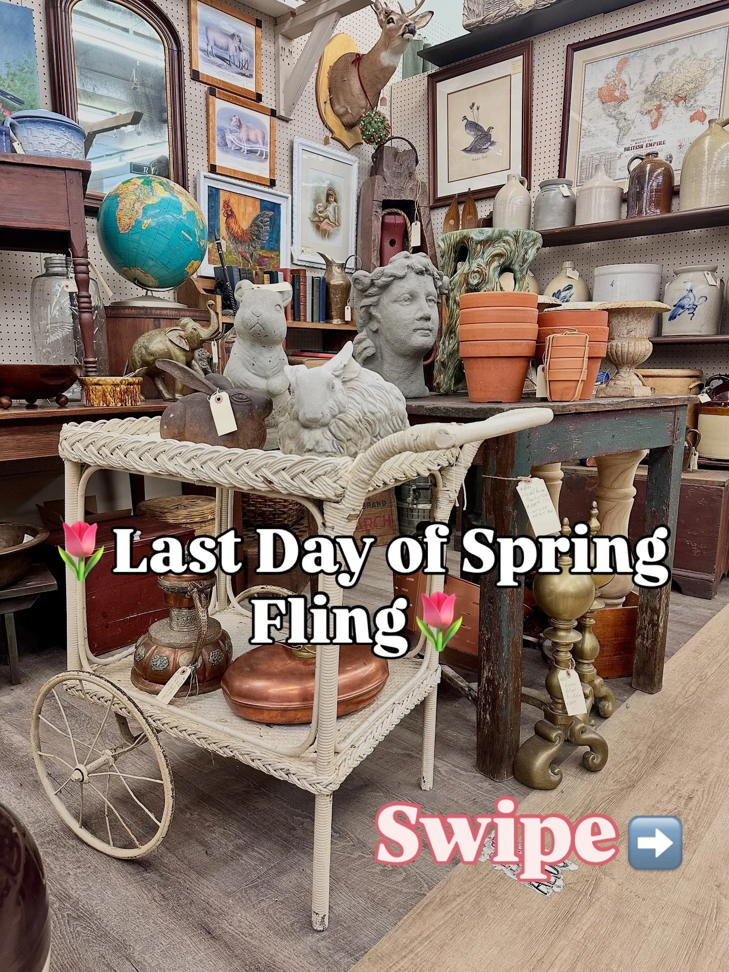 It&rsquo;s the final day of Spring Fling and your last chance to experience all the fresh spring inspiration while a sippin&rsquo; and a shoppin&rsquo; inside the Queen of Hearts! 🥂🍩

Stroll the aisles, discover antiques, vintage treasures, and bea