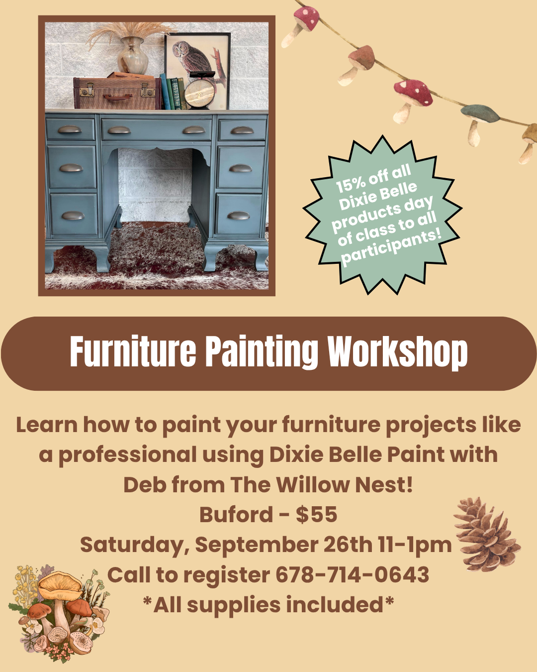 Dixie Belle Furniture Painting Workshop