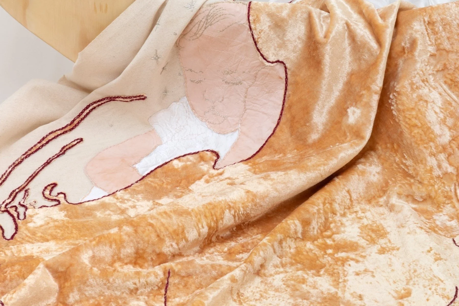 First Legend, 2024/ Cotton, vintage silk, vintage pan velvet/ 175x100 cm