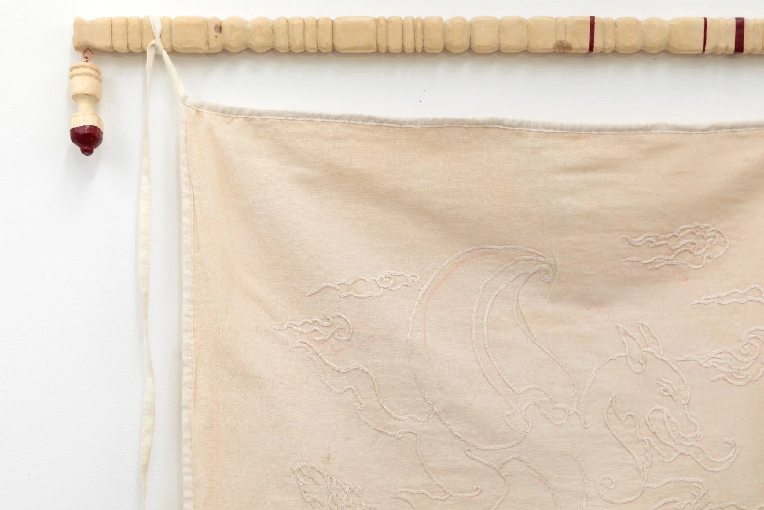 Zilant, 2024/ Muslin, natural dye, wood/ 82x82 cm